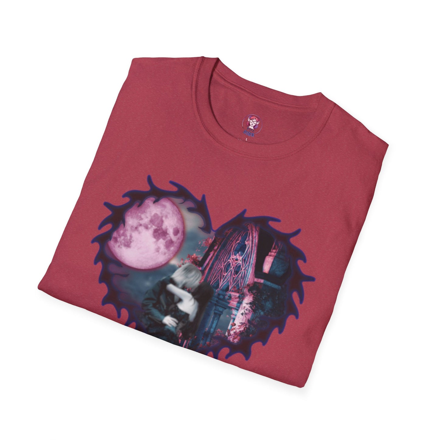 Gothic Couple Under the Moon - Unisex Softstyle T-Shirt
