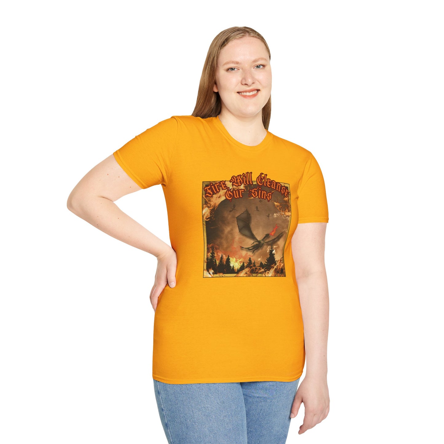 Dragon Attacking - Fire Will Cleanse Our Sins - Unisex Softstyle T-Shirt