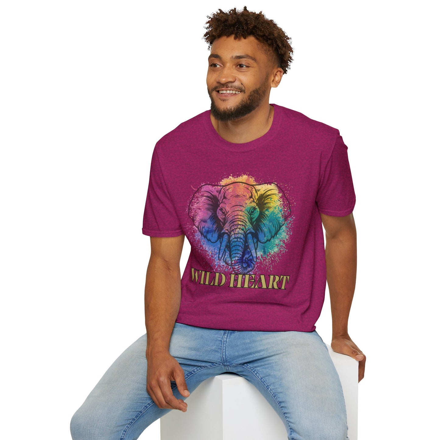 Wild Heart Collection - Elephant Color Splash Unisex Softstyle Graphic T-Shirt