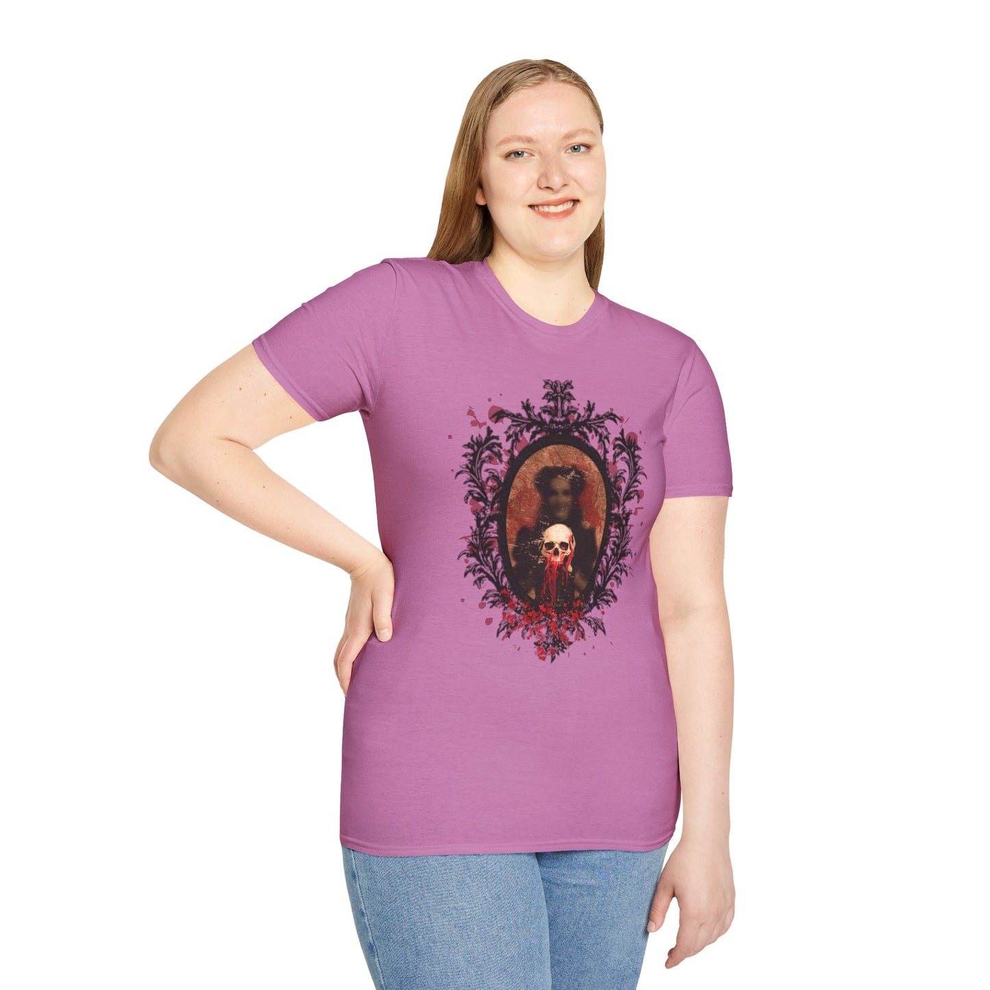 Vintage Gothic Skull Frame - Unisex Softstyle T-Shirt
