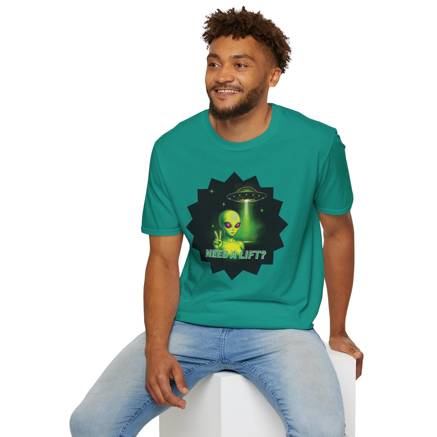 Cool Alien Peace Sign - Need a Lift - Unisex Softstyle T-Shirt