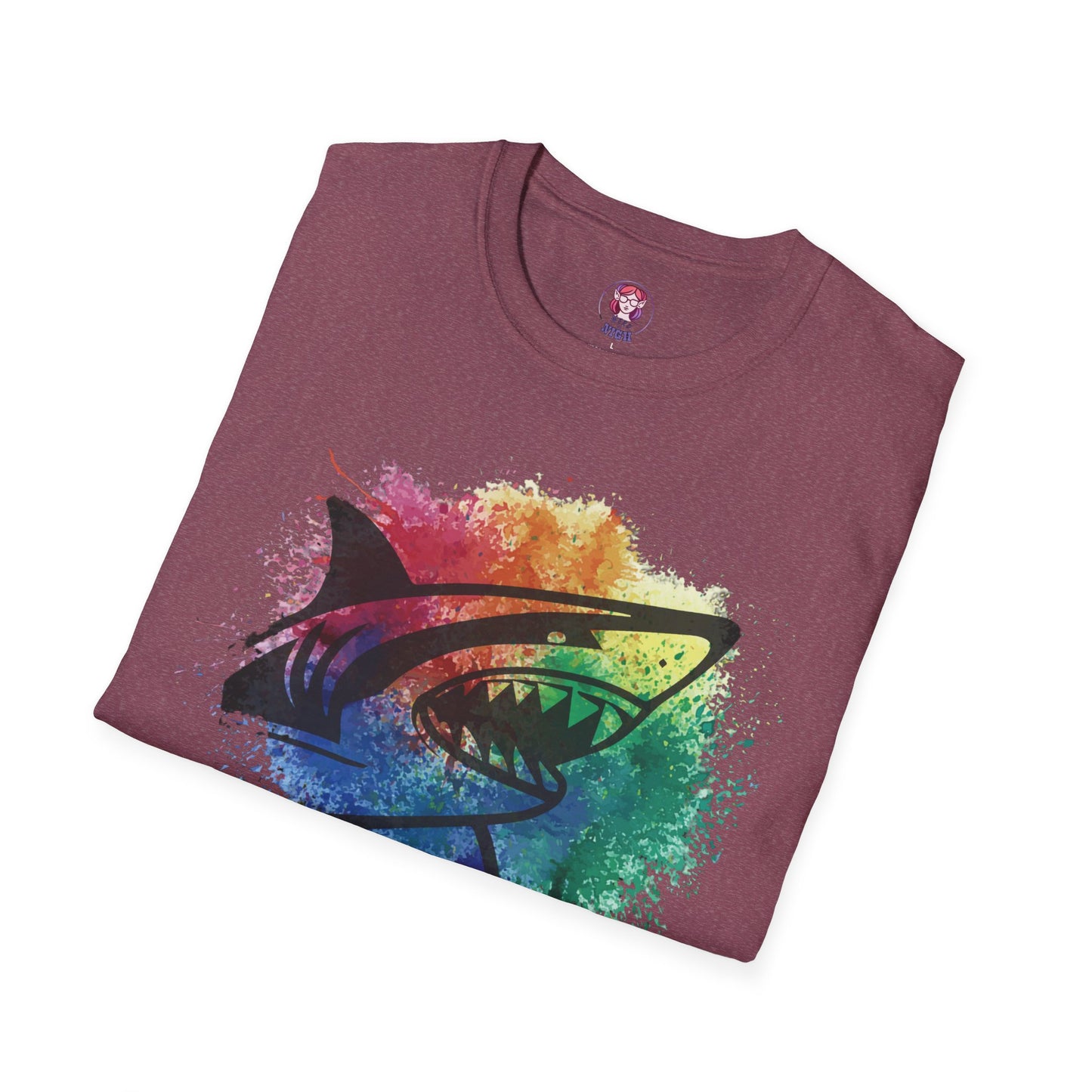 Wild Heart Collection - Shark Color Splash Unisex Softstyle Graphic T-Shirt