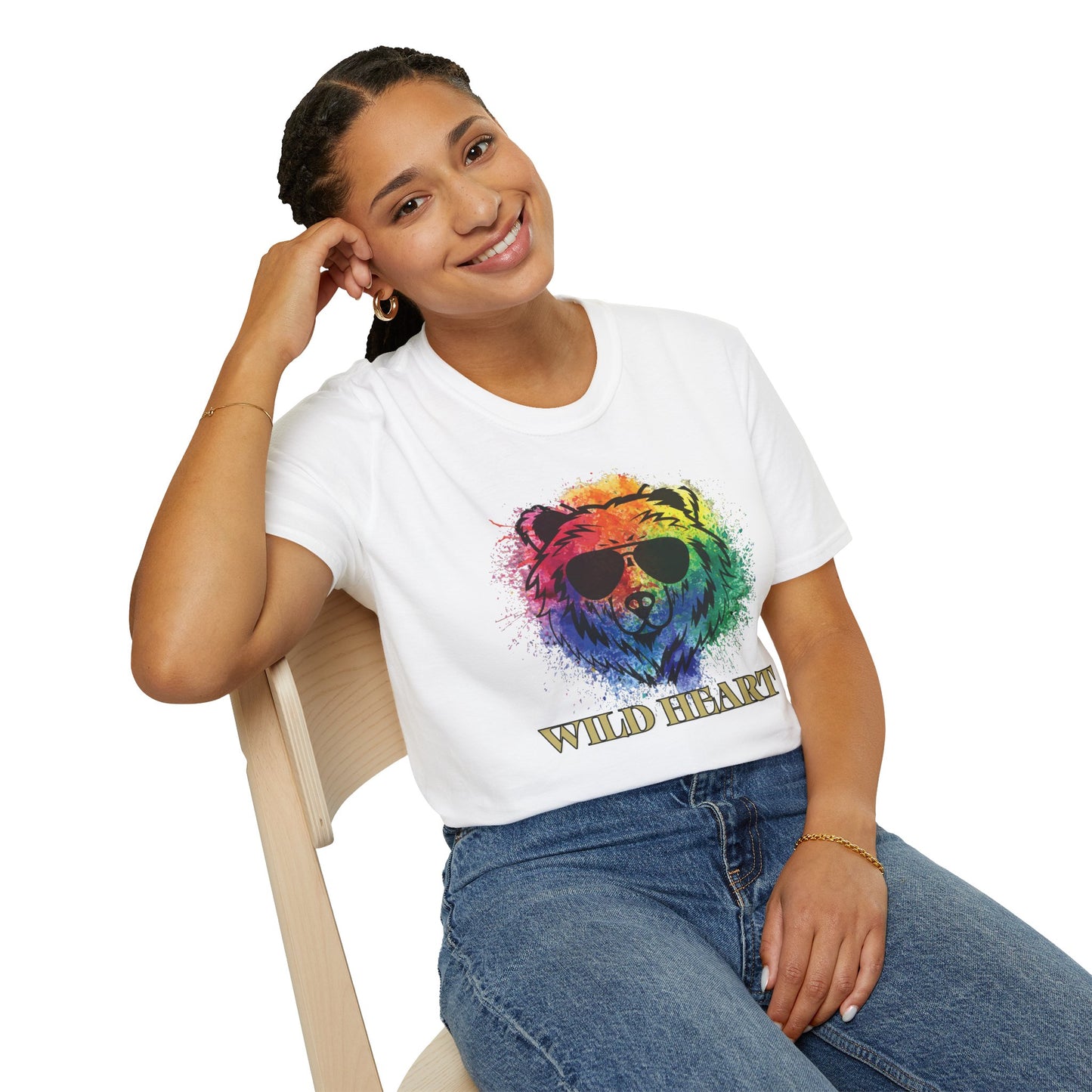 Wild Heart Collection - Bear Color Splash Unisex Softstyle Graphic T-Shirt