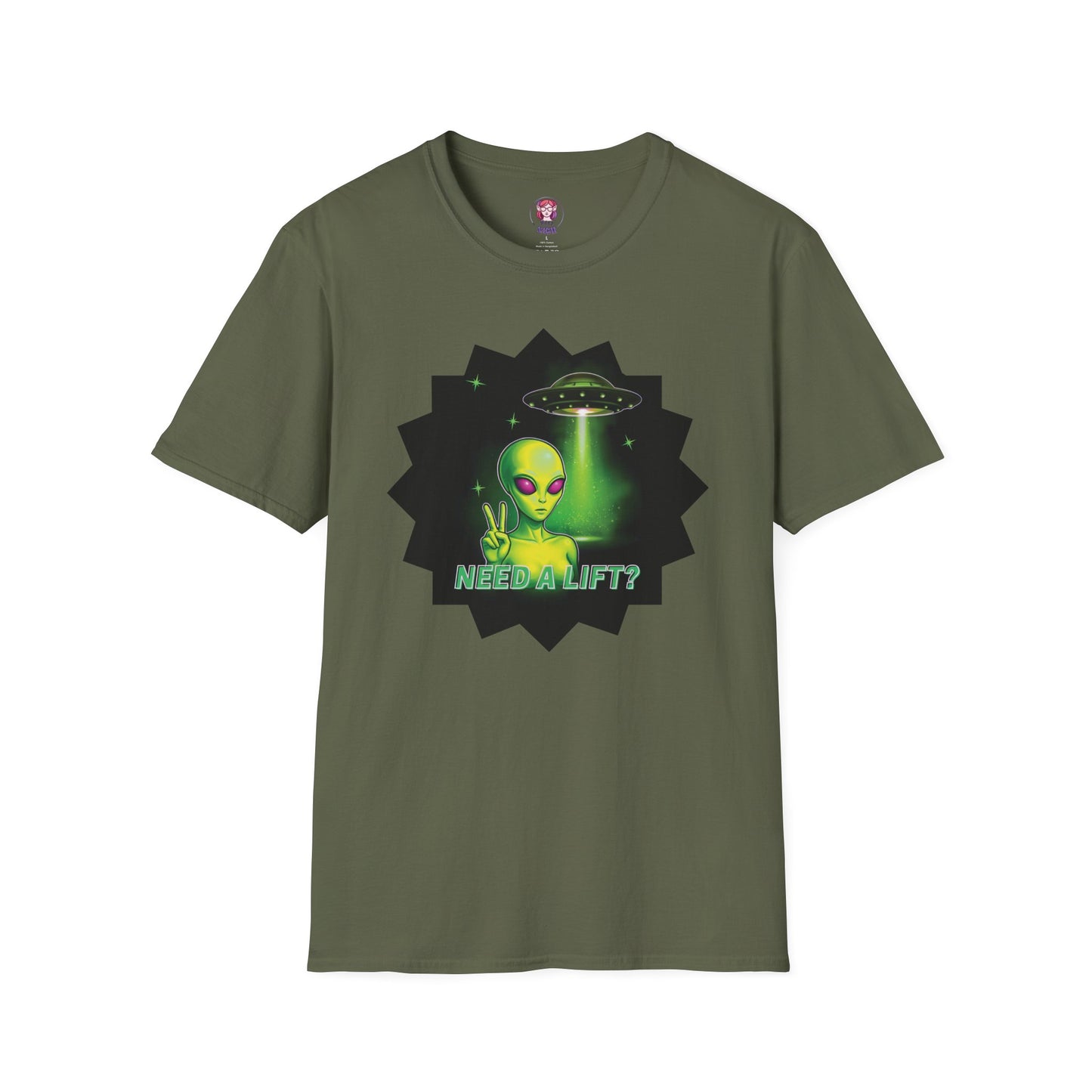 Cool Alien Peace Sign - Need a Lift - Unisex Softstyle T-Shirt