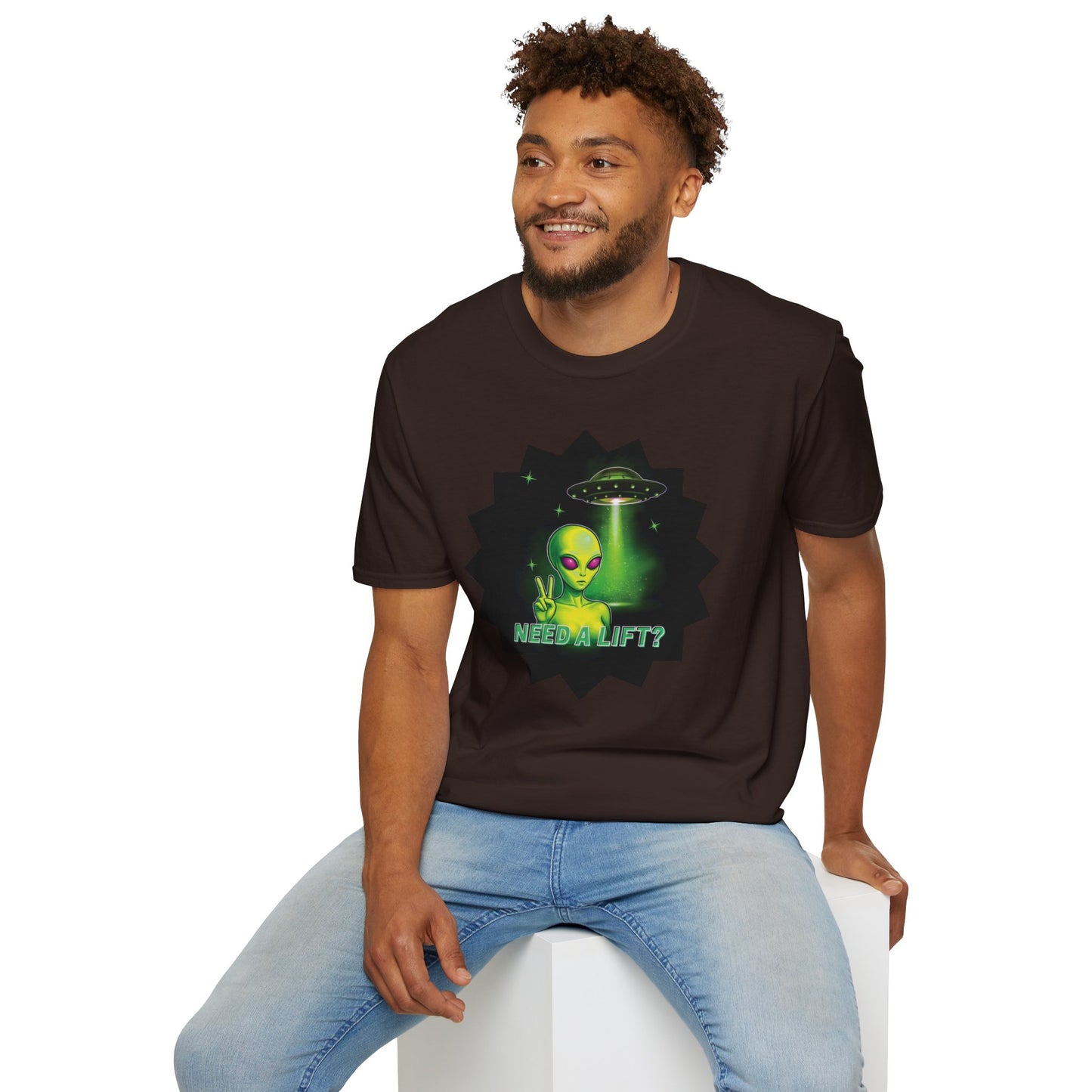 Cool Alien Peace Sign - Need a Lift - Unisex Softstyle T-Shirt