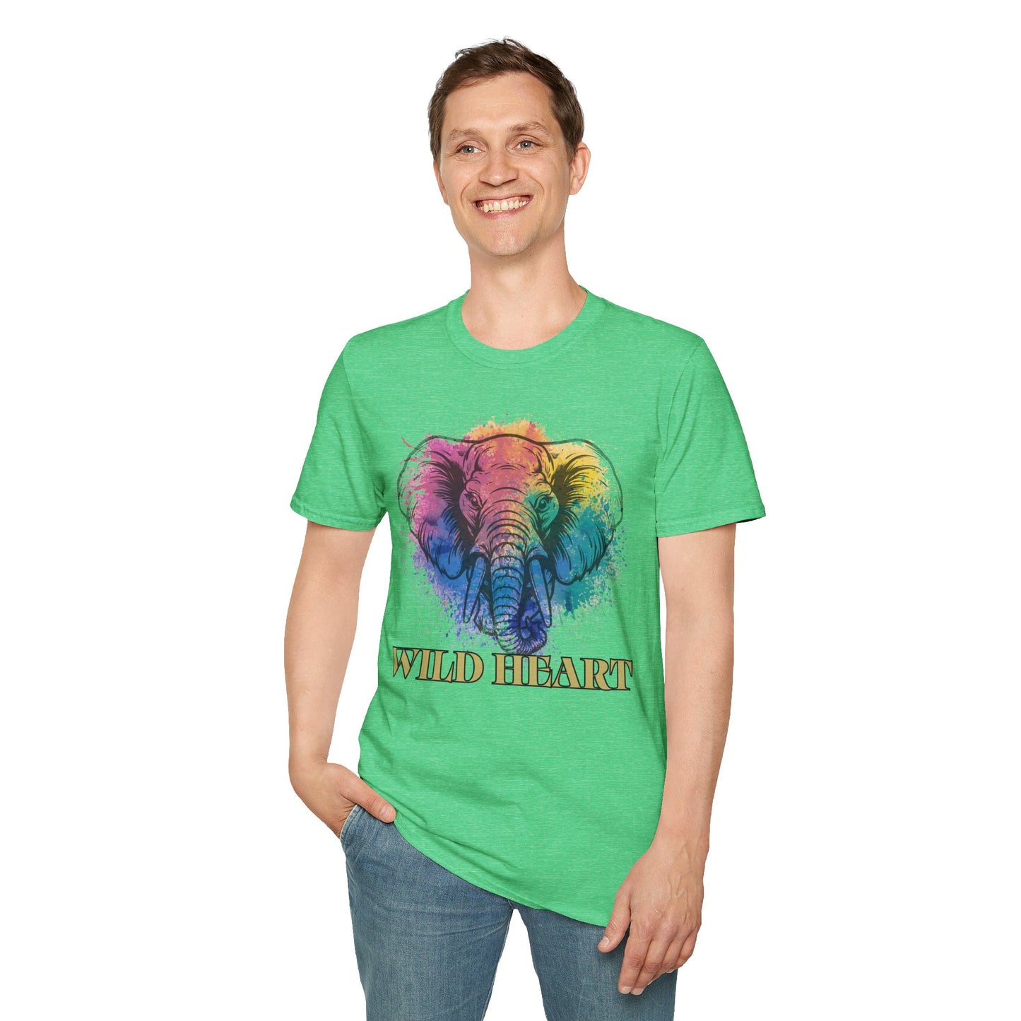 Wild Heart Collection - Elephant Color Splash Unisex Softstyle Graphic T-Shirt