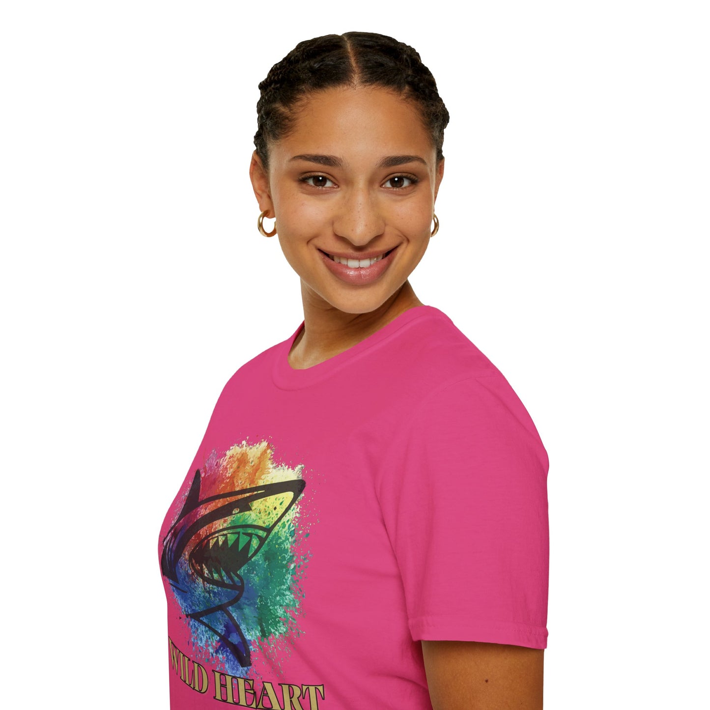 Wild Heart Collection - Shark Color Splash Unisex Softstyle Graphic T-Shirt