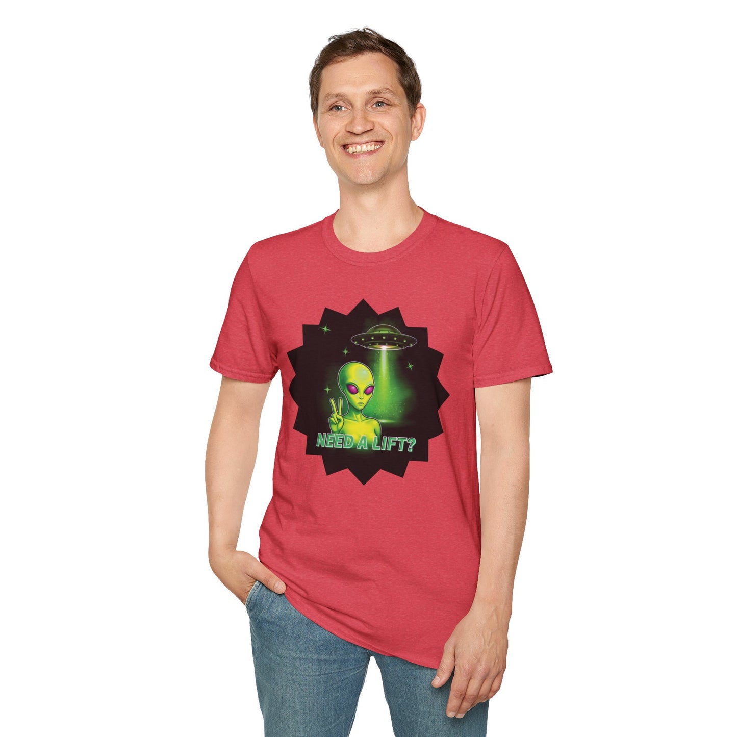 Cool Alien Peace Sign - Need a Lift - Unisex Softstyle T-Shirt
