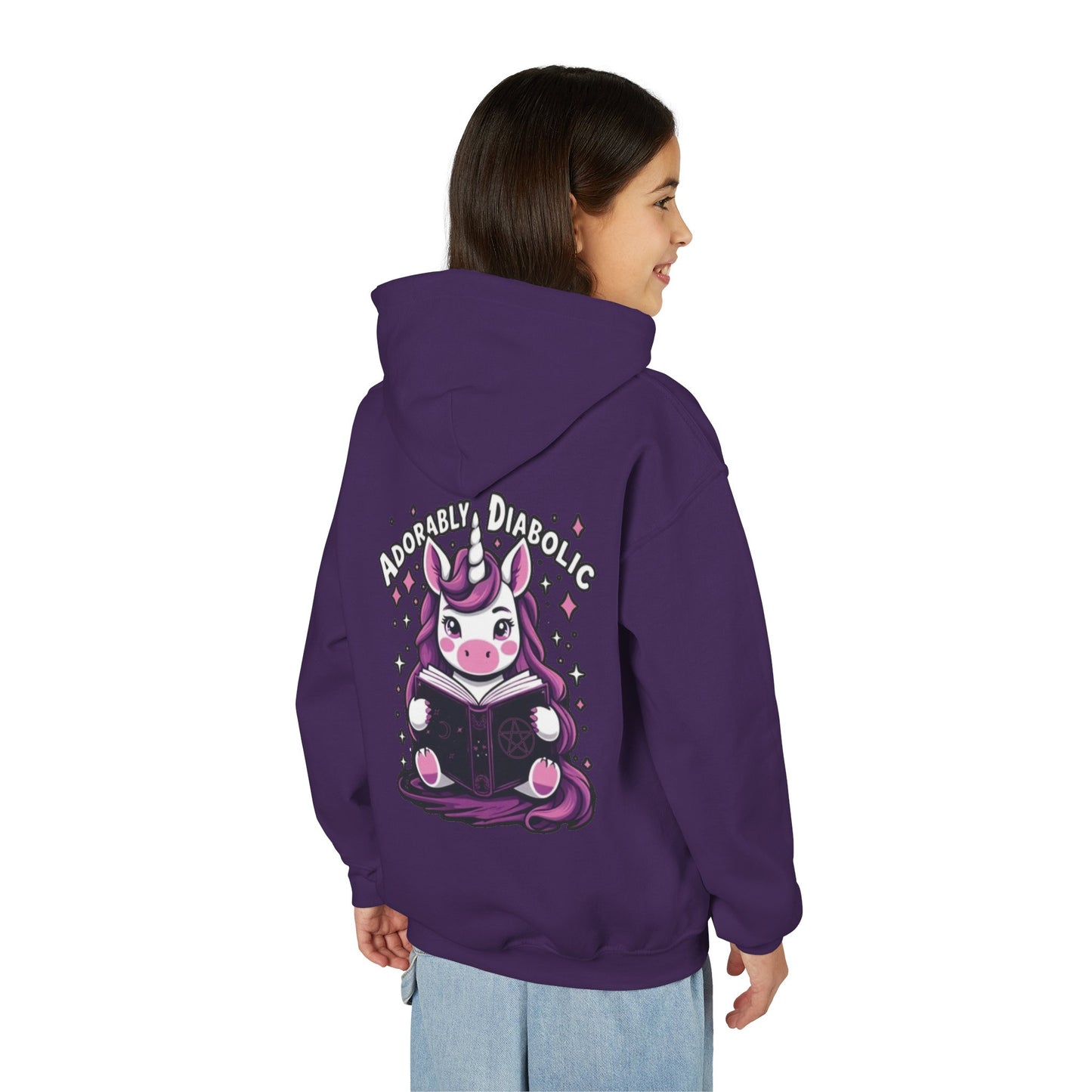 Adorably Diabolic Unicorn Magic - Youth Heavy Blend Hooded Sweatshirt