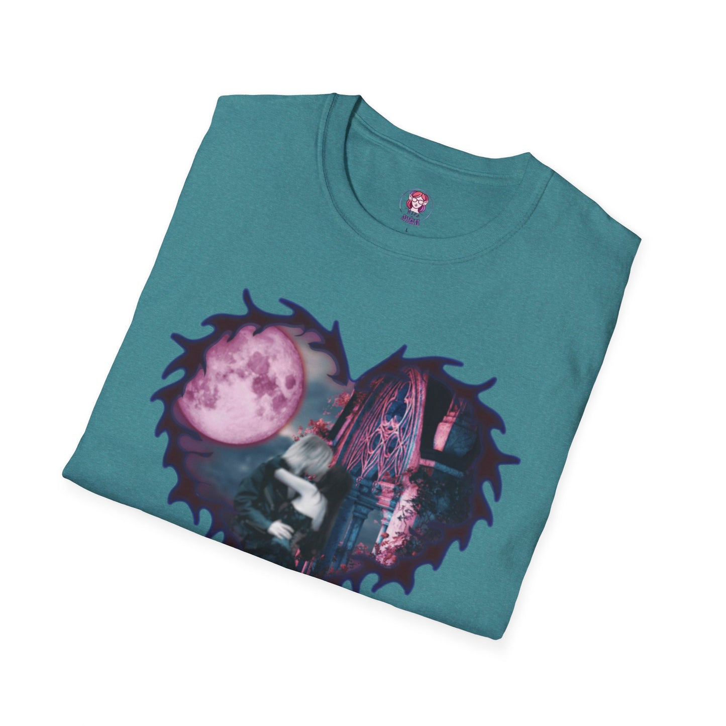 Gothic Couple Under the Moon - Unisex Softstyle T-Shirt