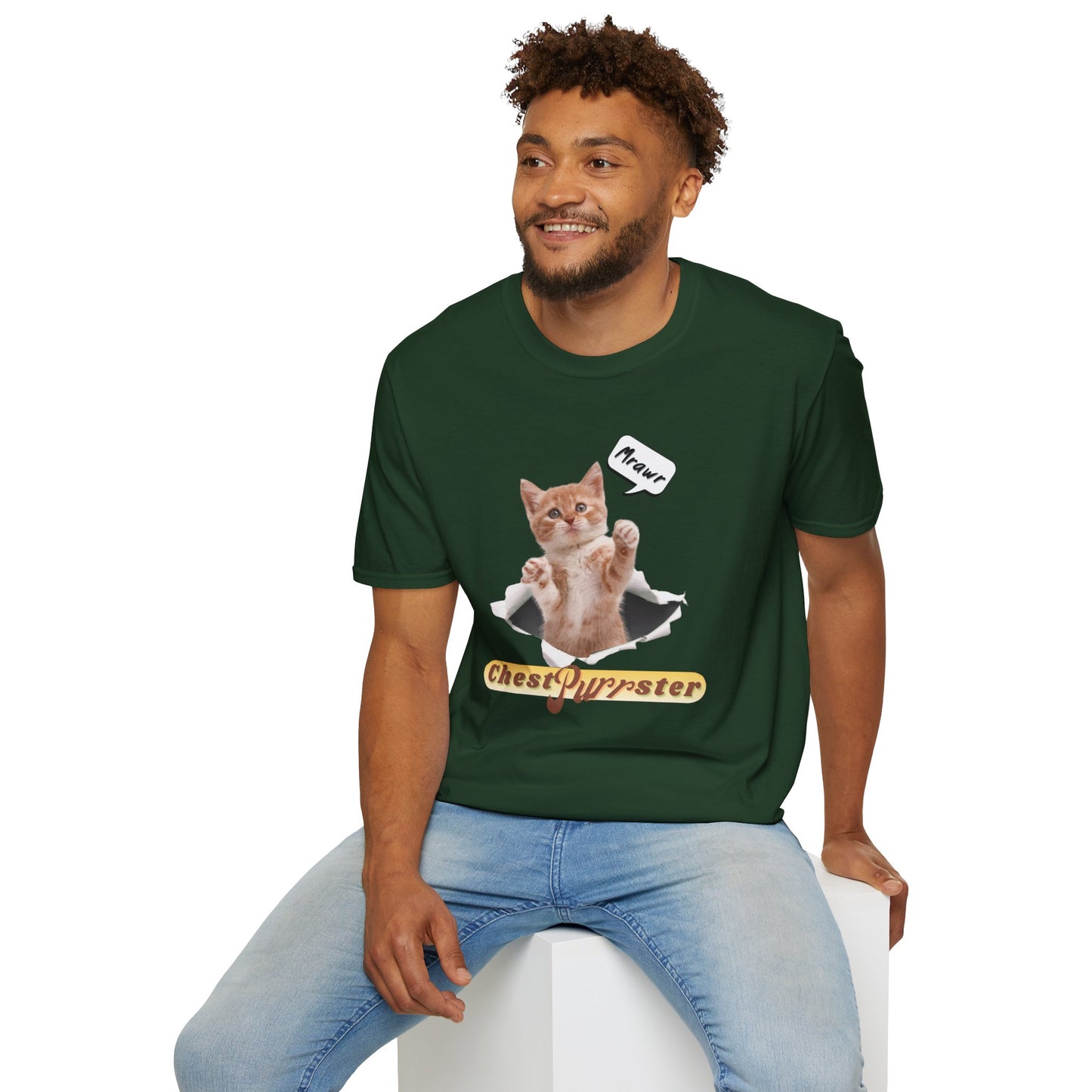 Cute Kitten ChestPurrster Pun - Unisex Softstyle T-Shirt