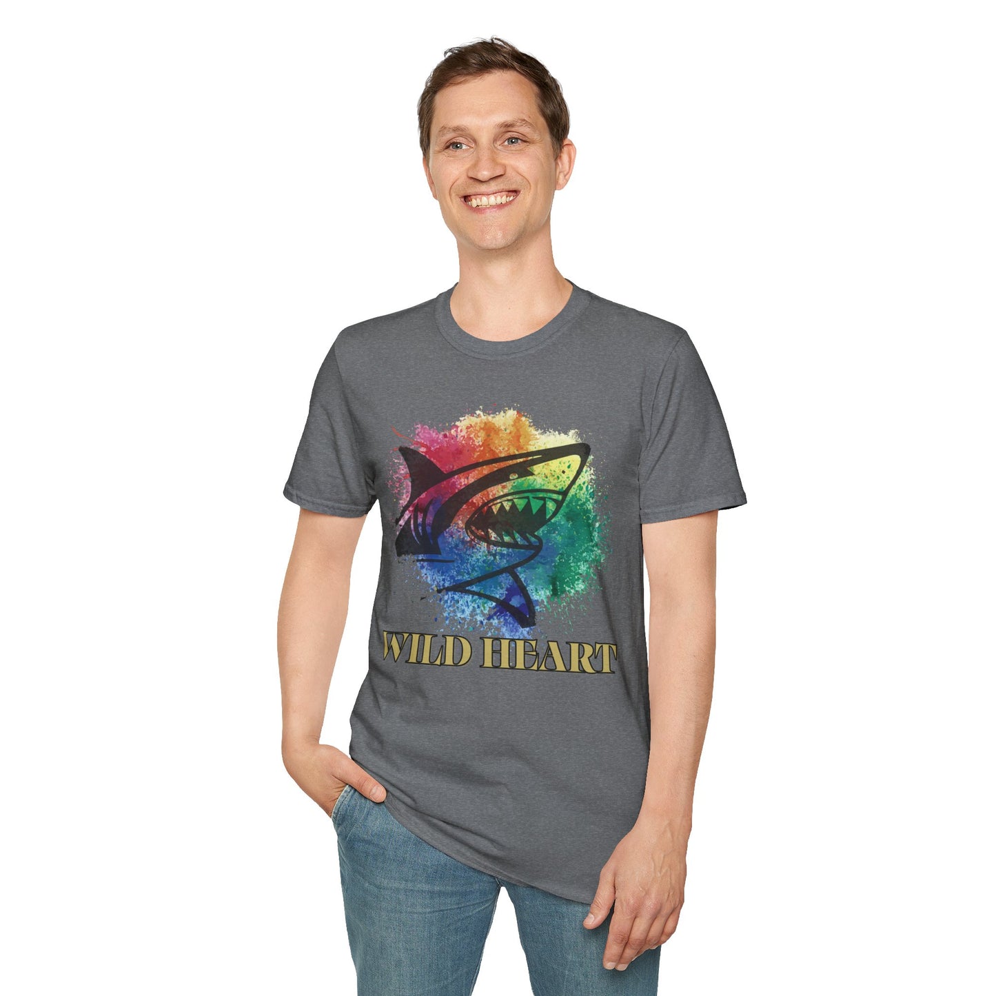 Wild Heart Collection - Shark Color Splash Unisex Softstyle Graphic T-Shirt