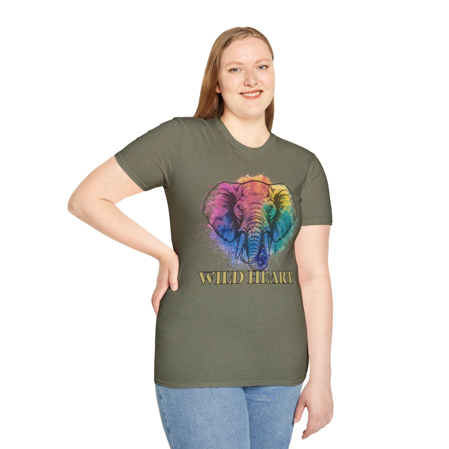 Wild Heart Collection - Elephant Color Splash Unisex Softstyle Graphic T-Shirt