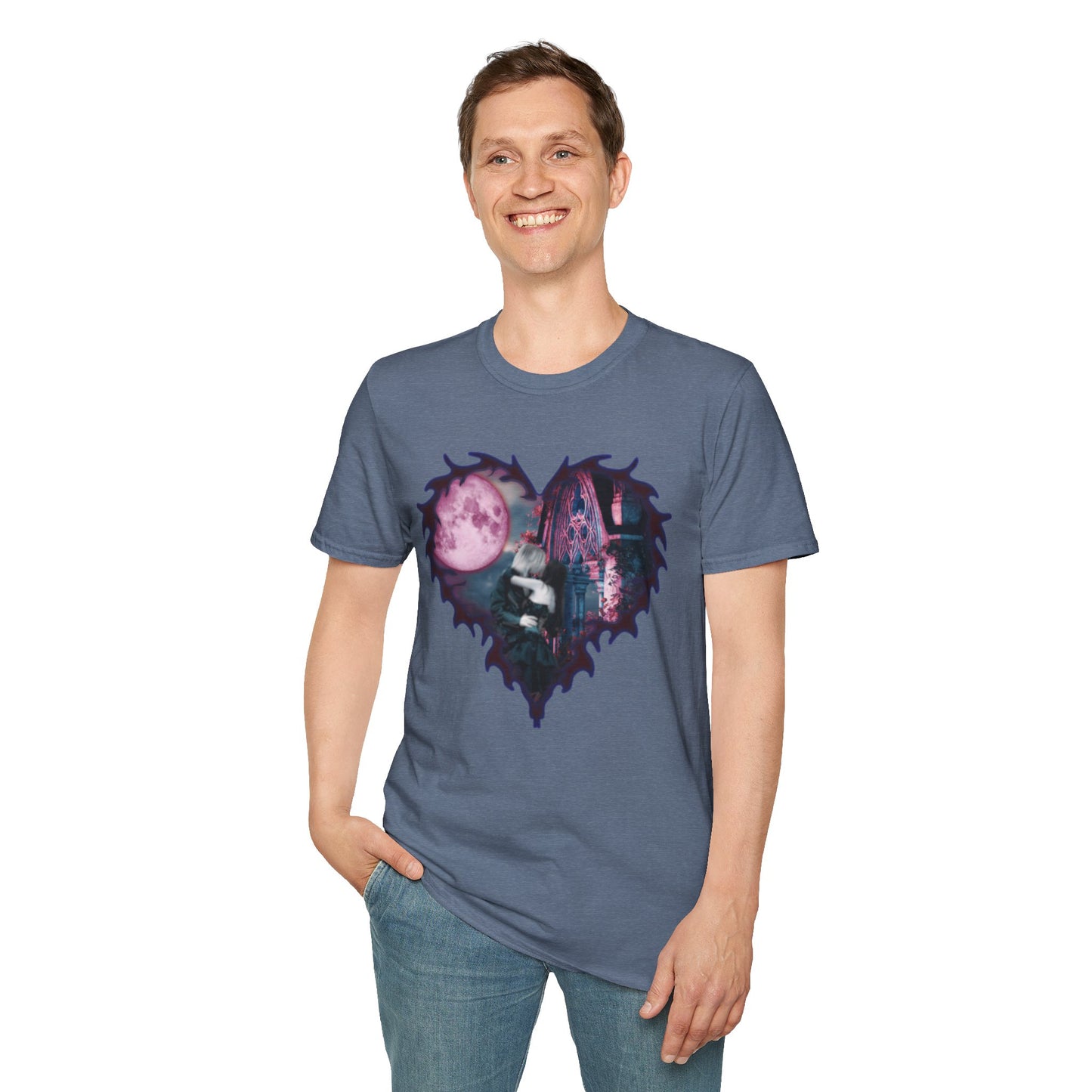 Gothic Couple Under the Moon - Unisex Softstyle T-Shirt