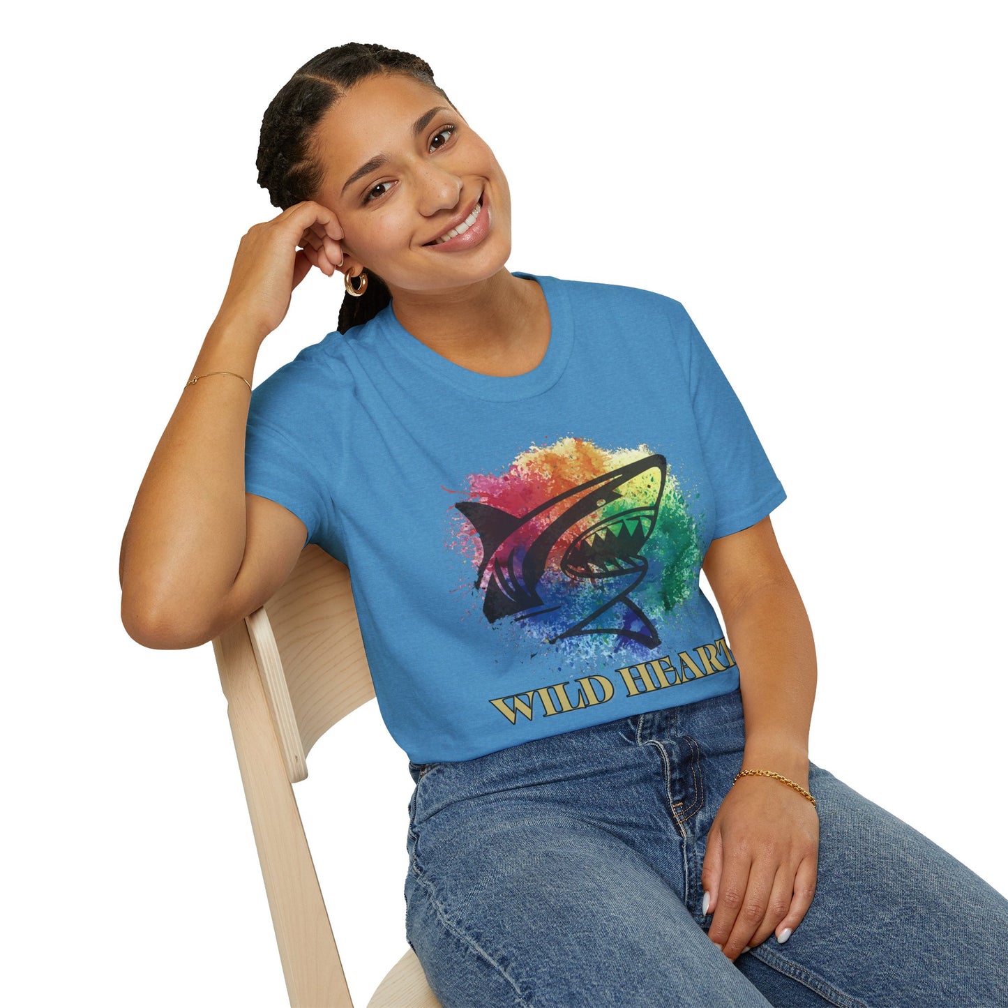Wild Heart Collection - Shark Color Splash Unisex Softstyle Graphic T-Shirt