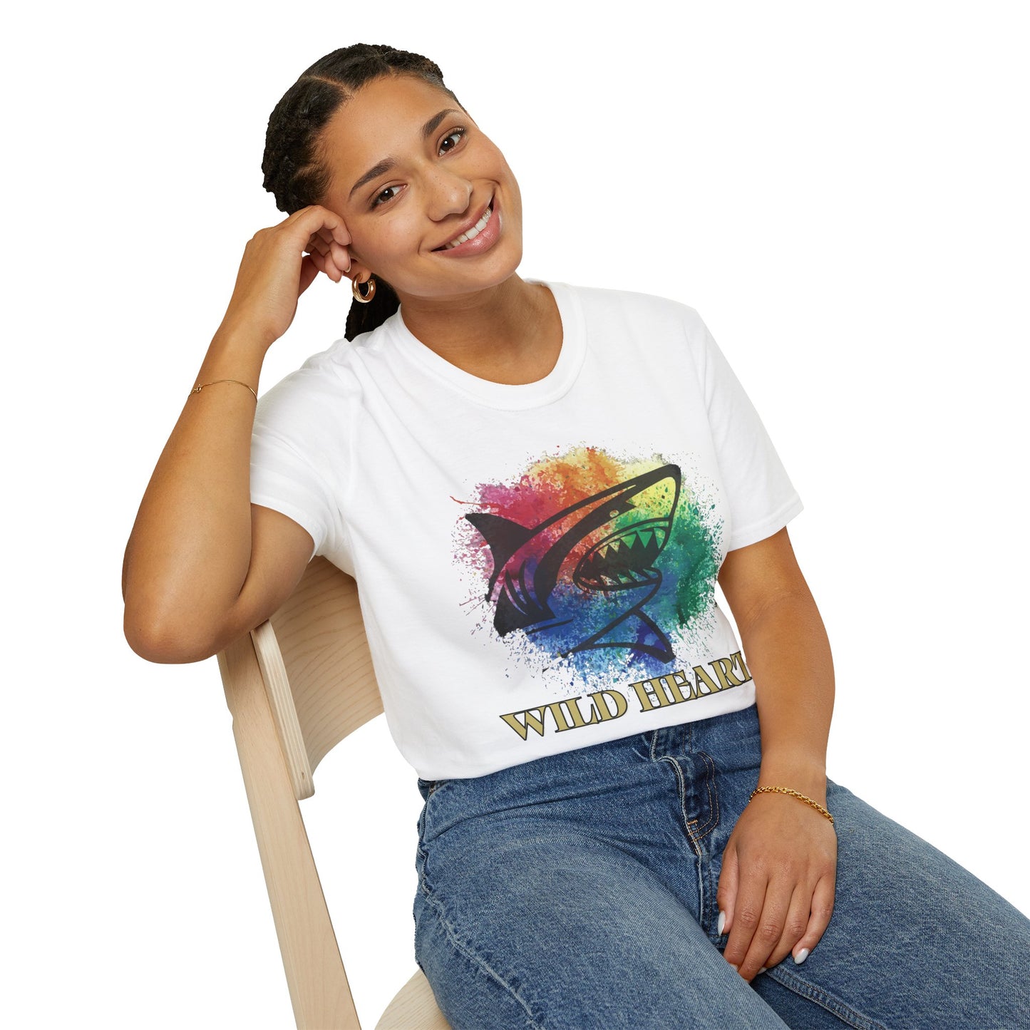 Wild Heart Collection - Shark Color Splash Unisex Softstyle Graphic T-Shirt