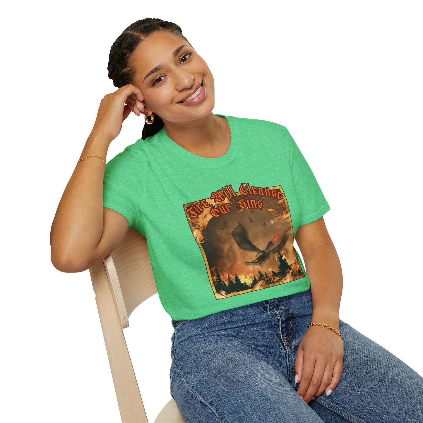 Dragon Attacking - Fire Will Cleanse Our Sins - Unisex Softstyle T-Shirt