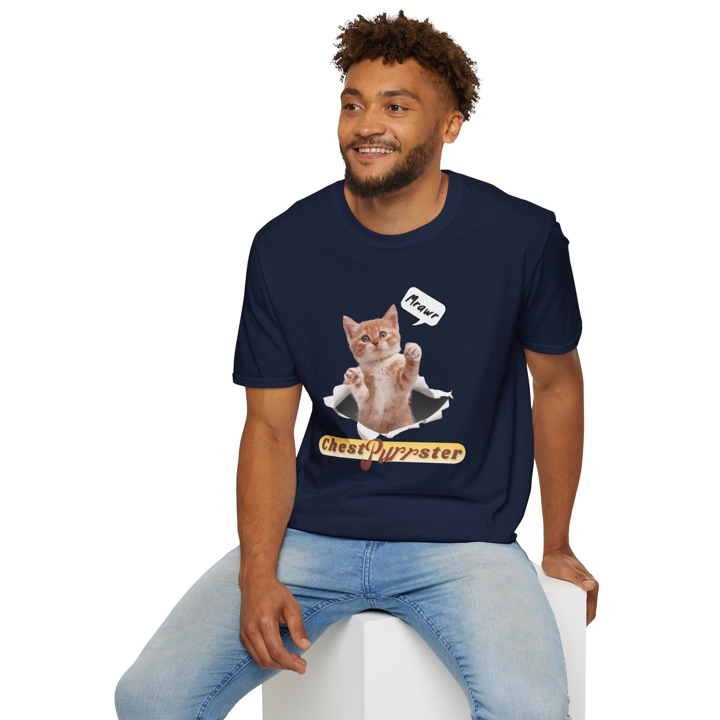Cute Kitten ChestPurrster Pun - Unisex Softstyle T-Shirt