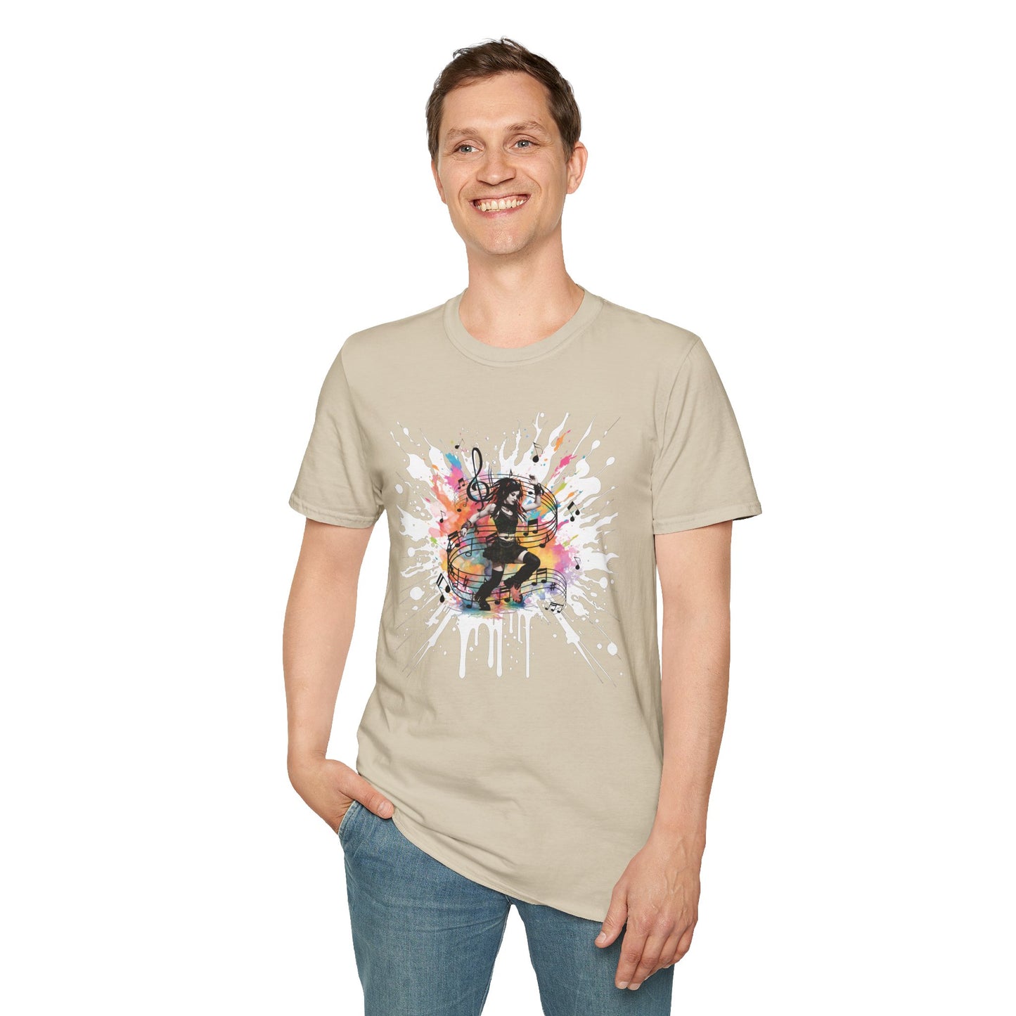 Colorful Music Brings Life Punk Dancer - Unisex Softstyle T-Shirt