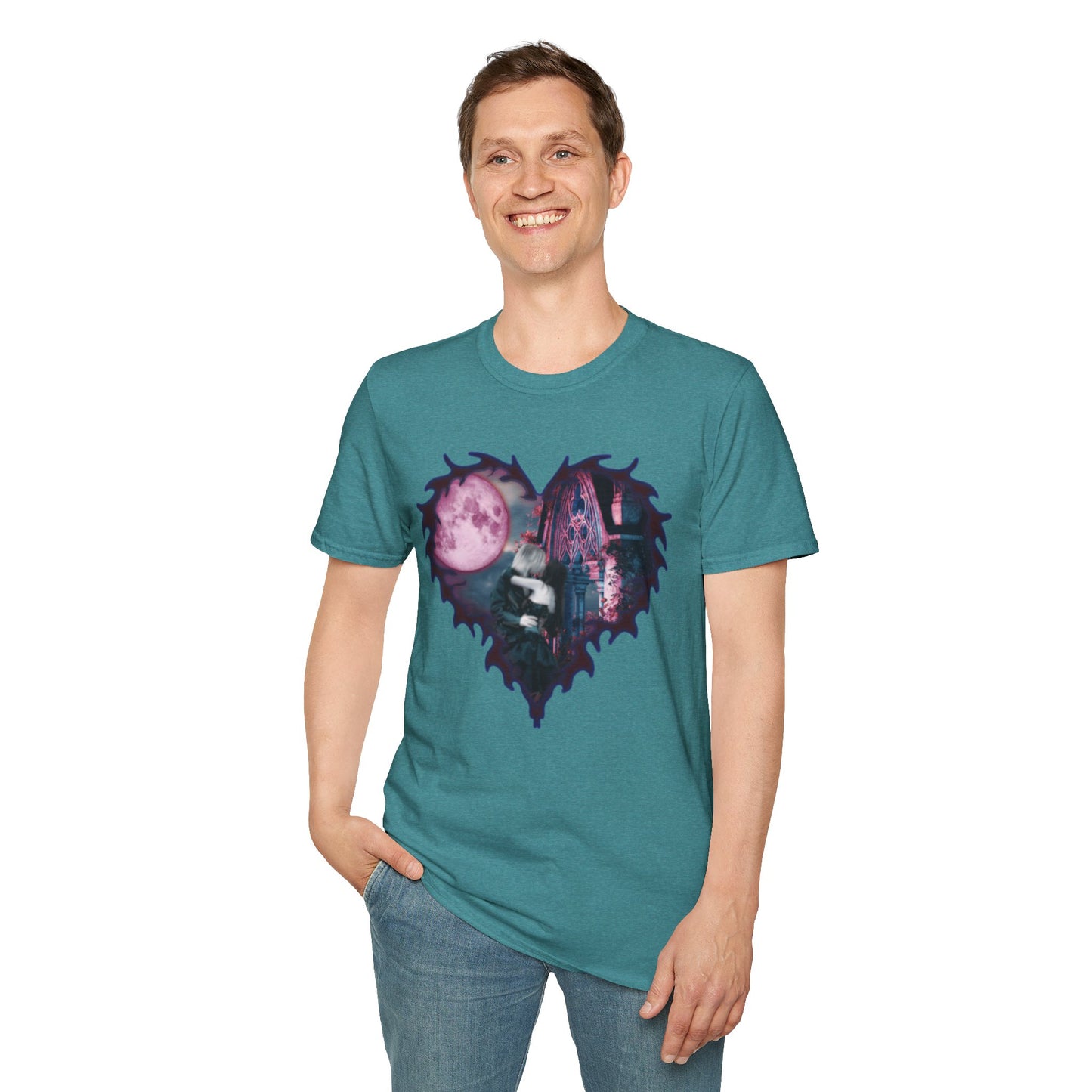 Gothic Couple Under the Moon - Unisex Softstyle T-Shirt