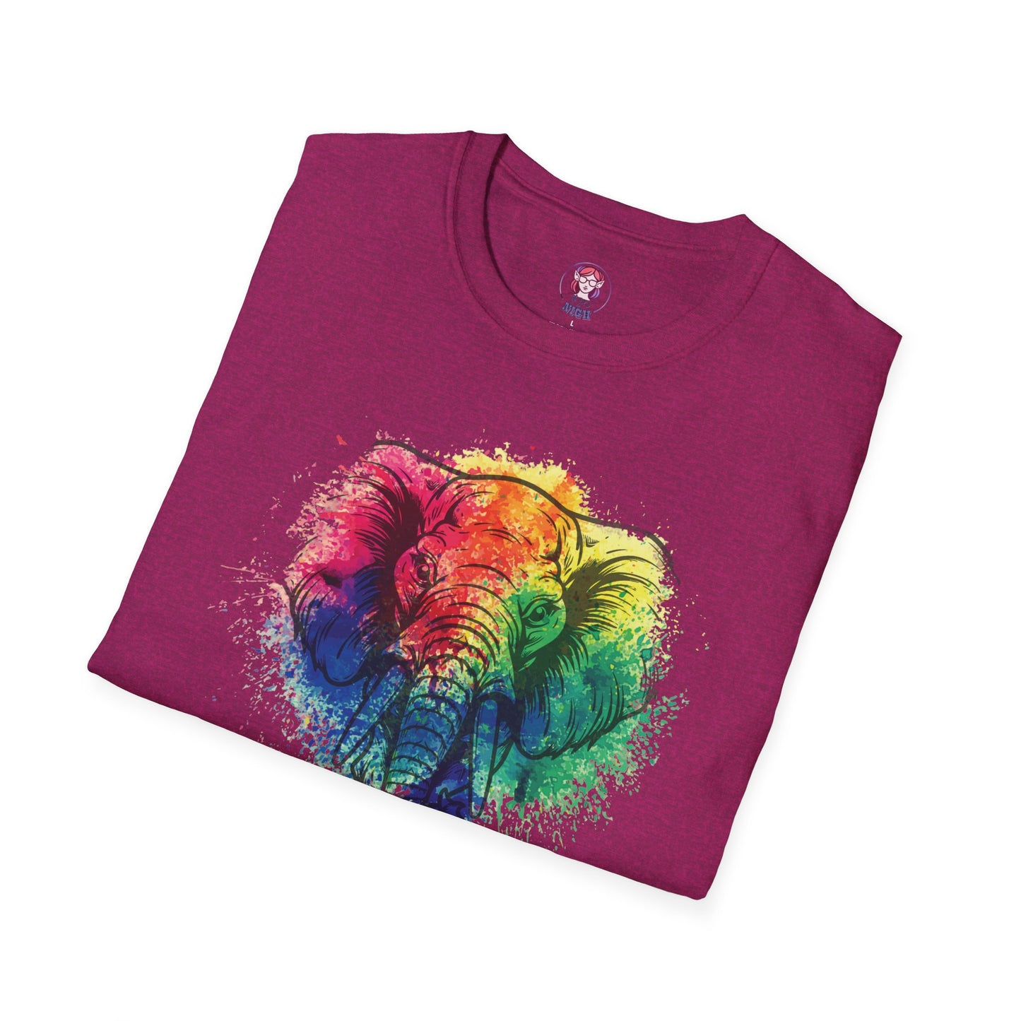 Wild Heart Collection - Elephant Color Splash Unisex Softstyle Graphic T-Shirt