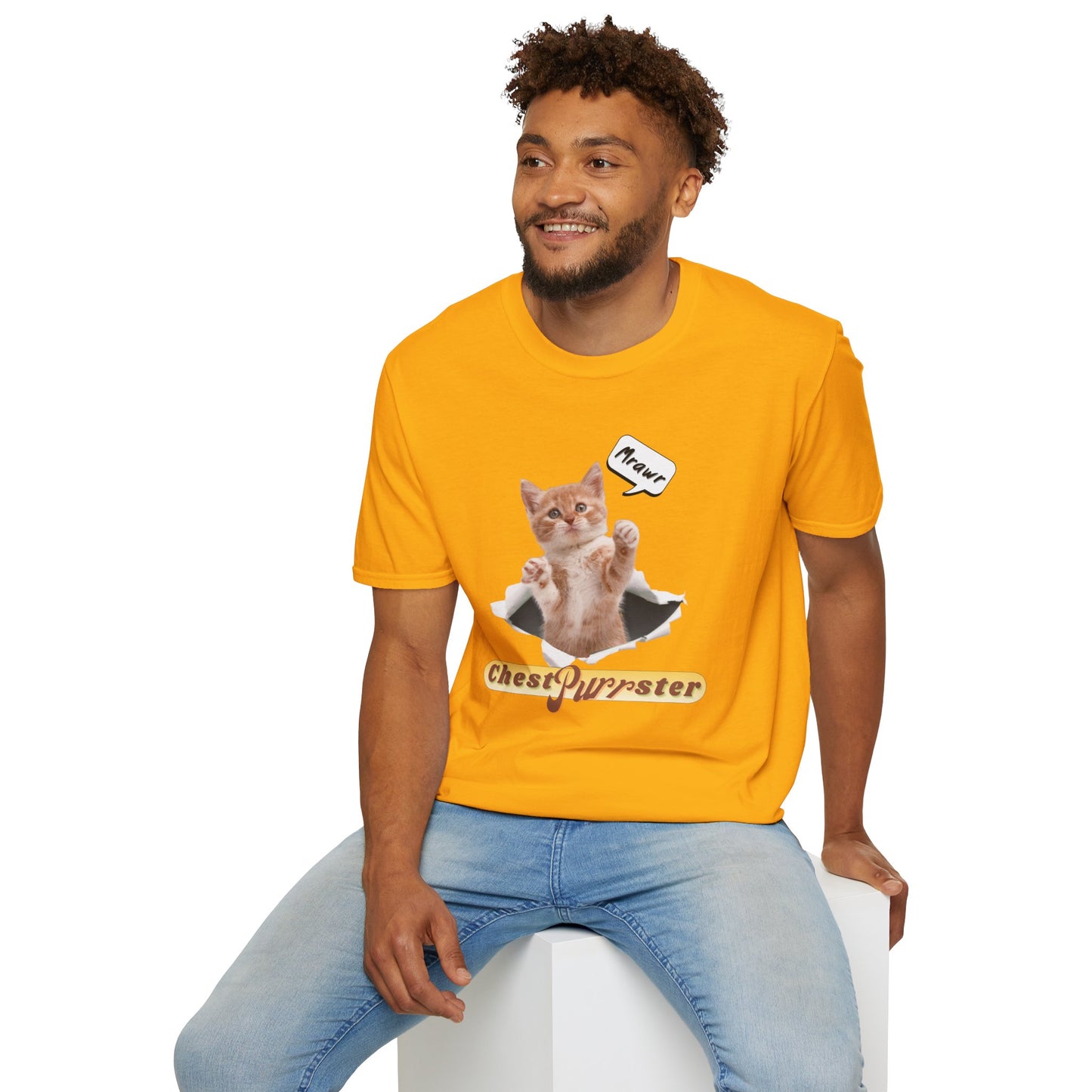 Cute Kitten ChestPurrster Pun - Unisex Softstyle T-Shirt
