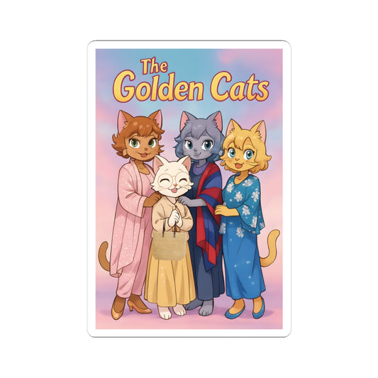 Golden Cats Kiss-Cut Stickers - Cute Cat Stickers for Decor, Scrapbooking, Gifts, Party Favors, Cat Lovers