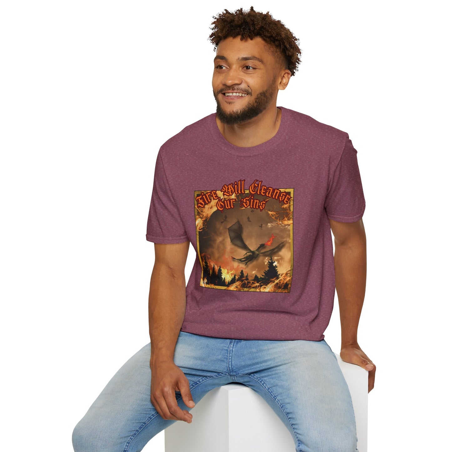 Dragon Attacking - Fire Will Cleanse Our Sins - Unisex Softstyle T-Shirt