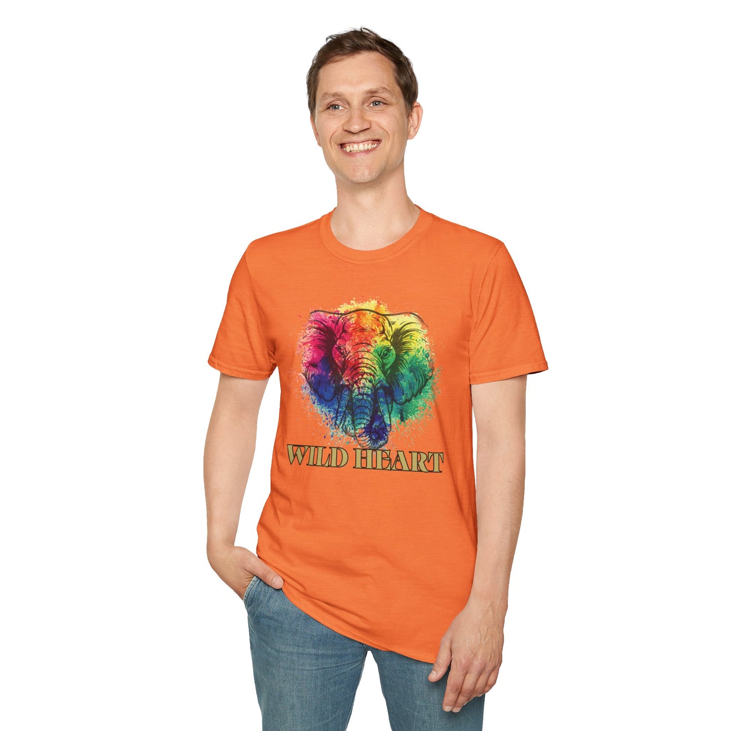 Wild Heart Collection - Elephant Color Splash Unisex Softstyle Graphic T-Shirt