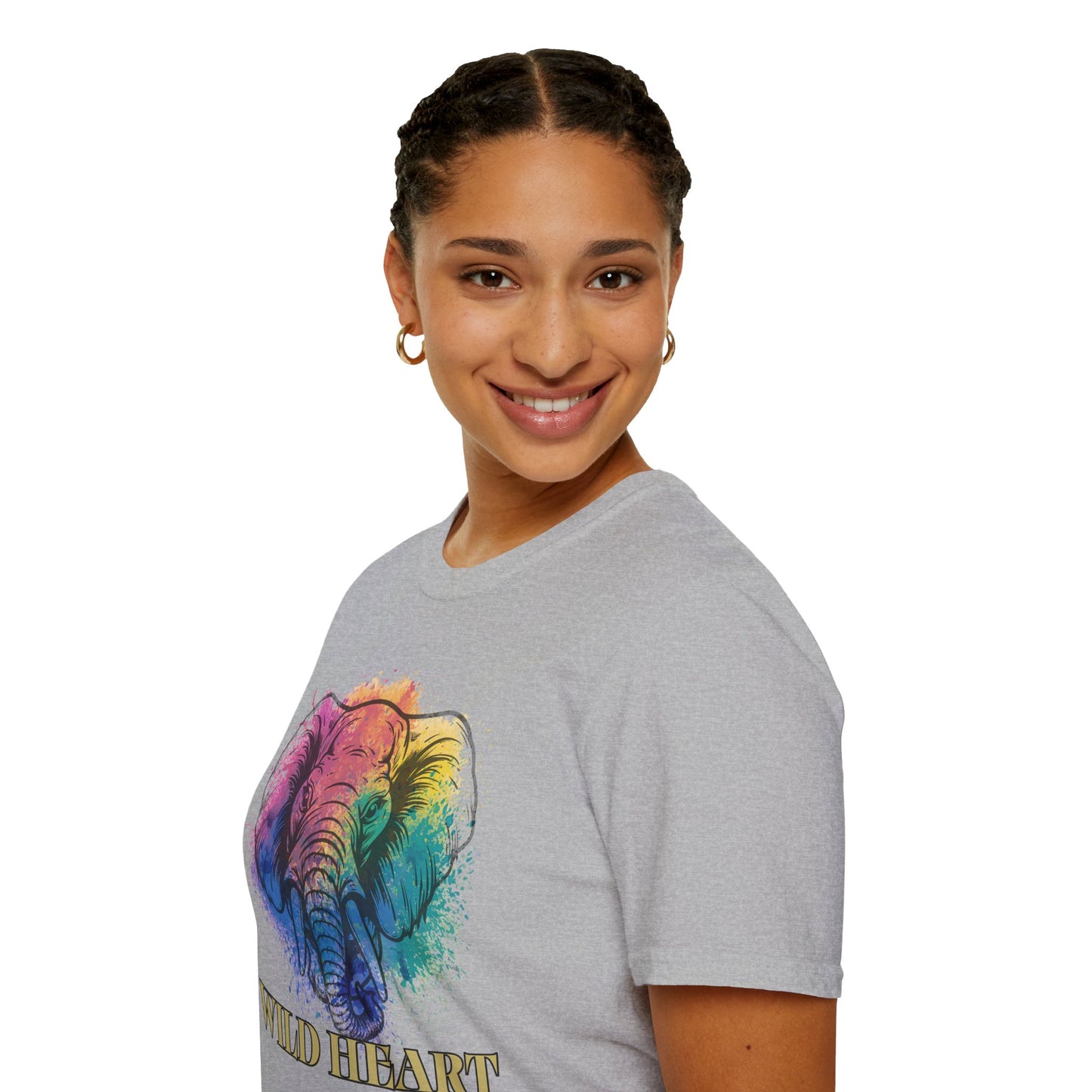 Wild Heart Collection - Elephant Color Splash Unisex Softstyle Graphic T-Shirt