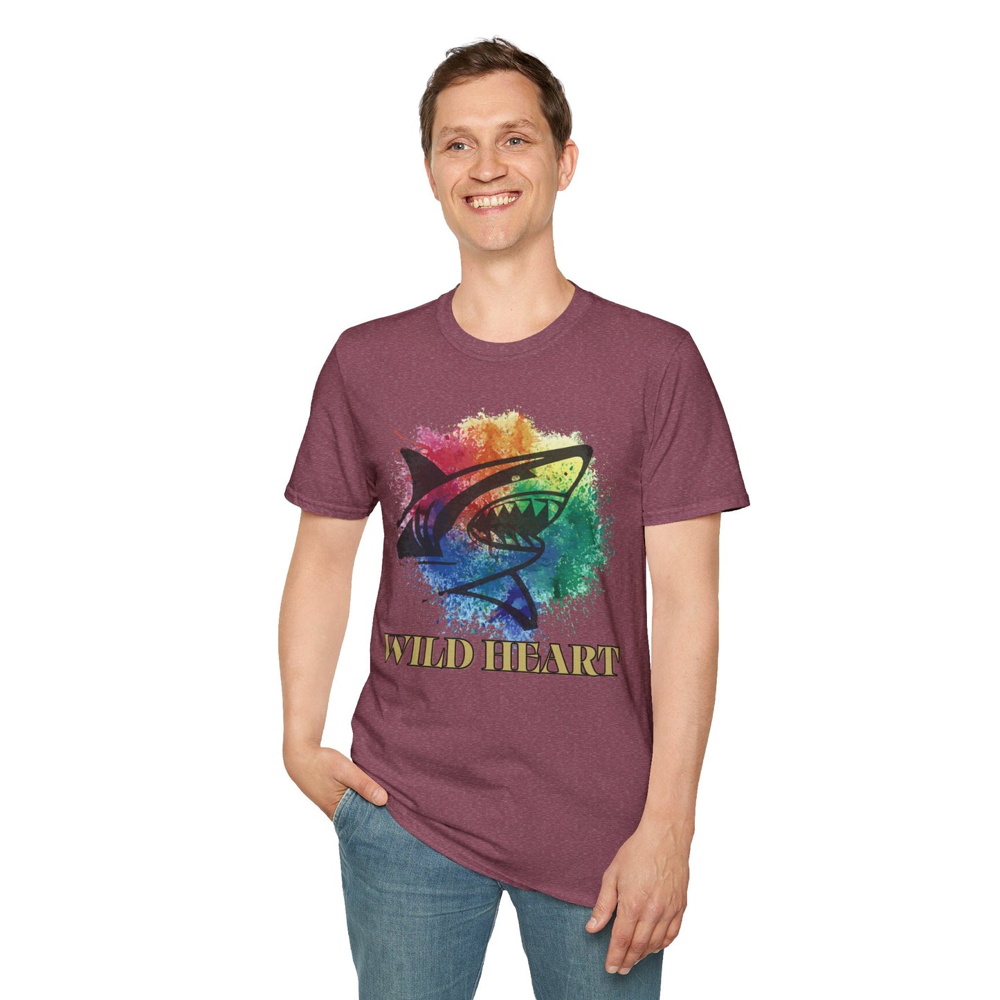 Wild Heart Collection - Shark Color Splash Unisex Softstyle Graphic T-Shirt