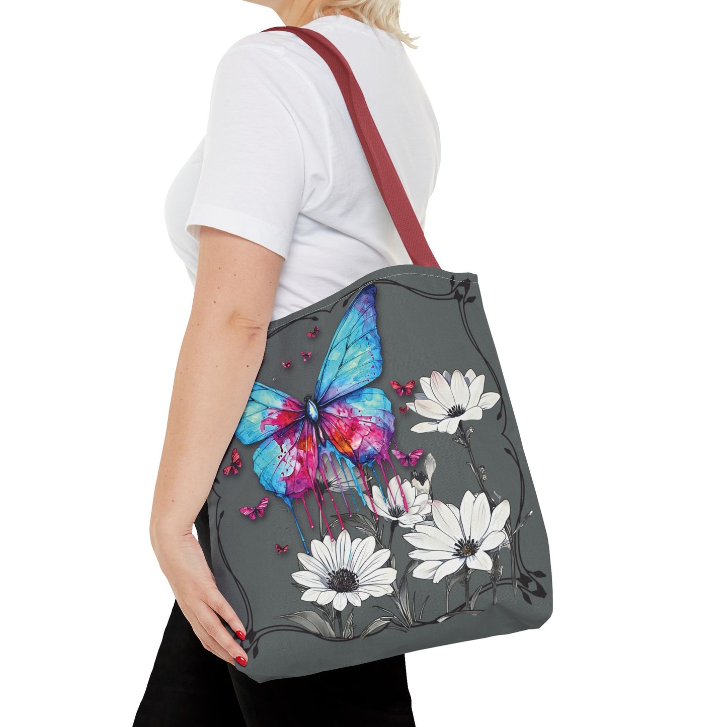 Painted Butterfly in Black and White Tote Bag