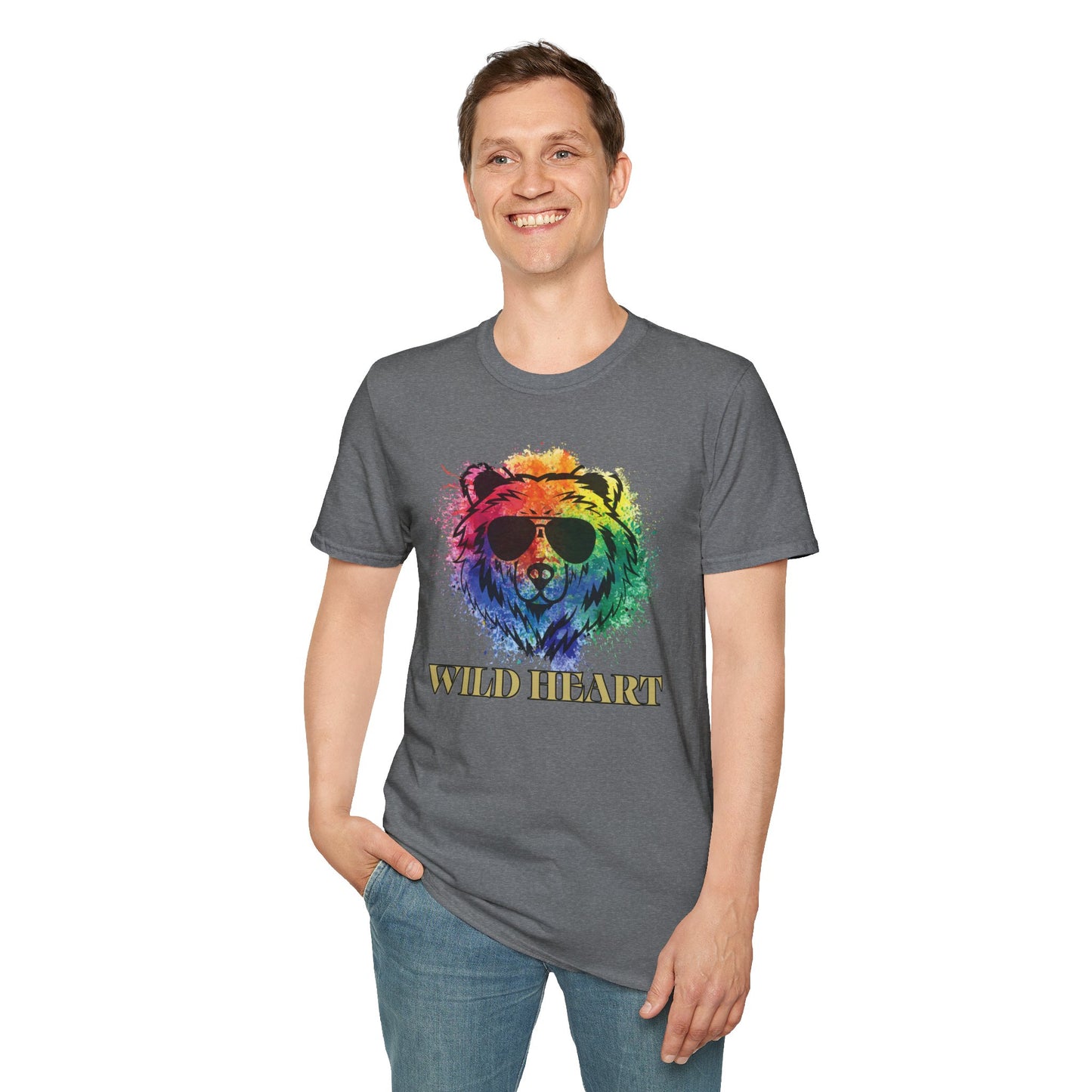 Wild Heart Collection - Bear Color Splash Unisex Softstyle Graphic T-Shirt