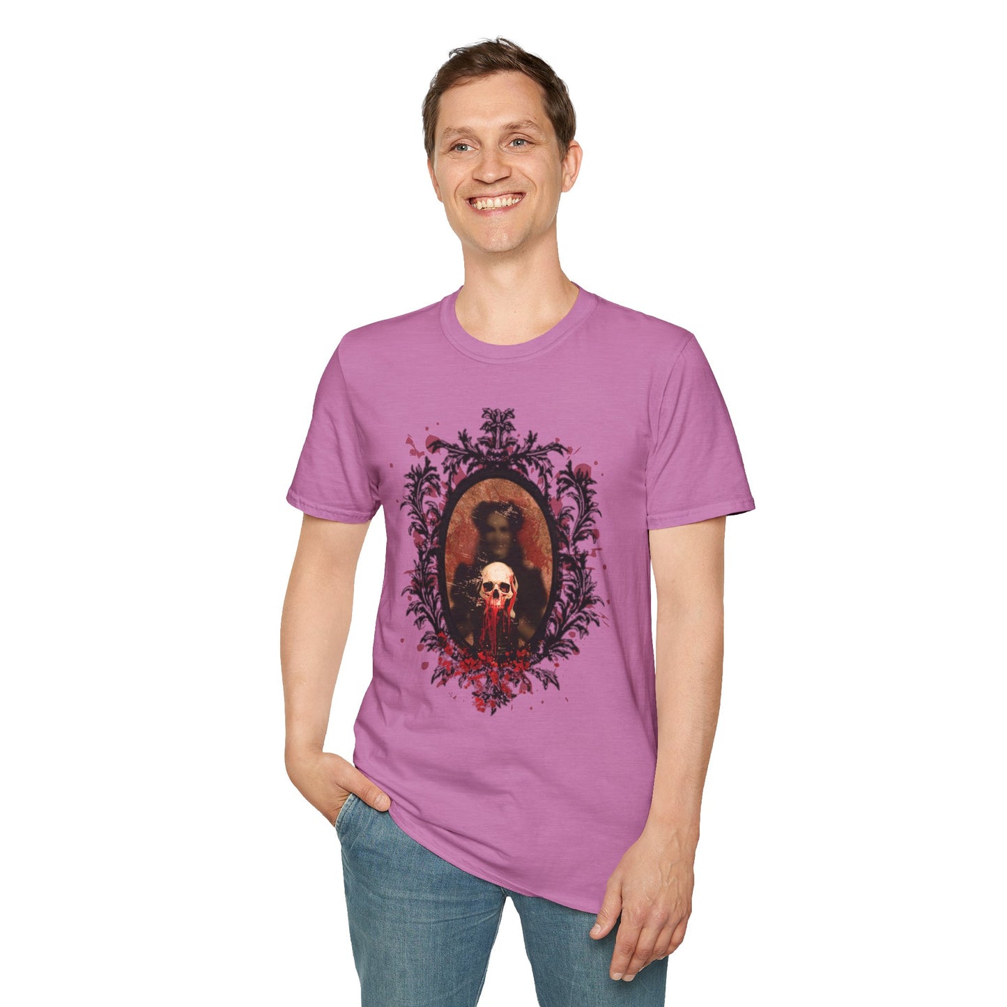 Vintage Gothic Skull Frame - Unisex Softstyle T-Shirt