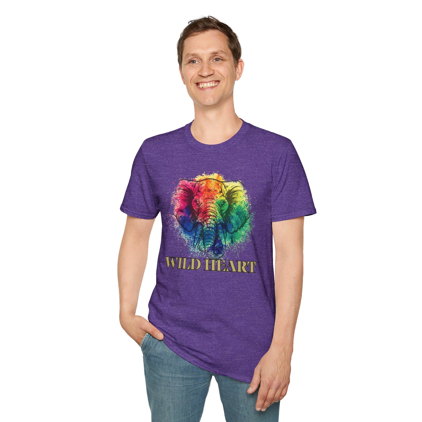 Wild Heart Collection - Elephant Color Splash Unisex Softstyle Graphic T-Shirt