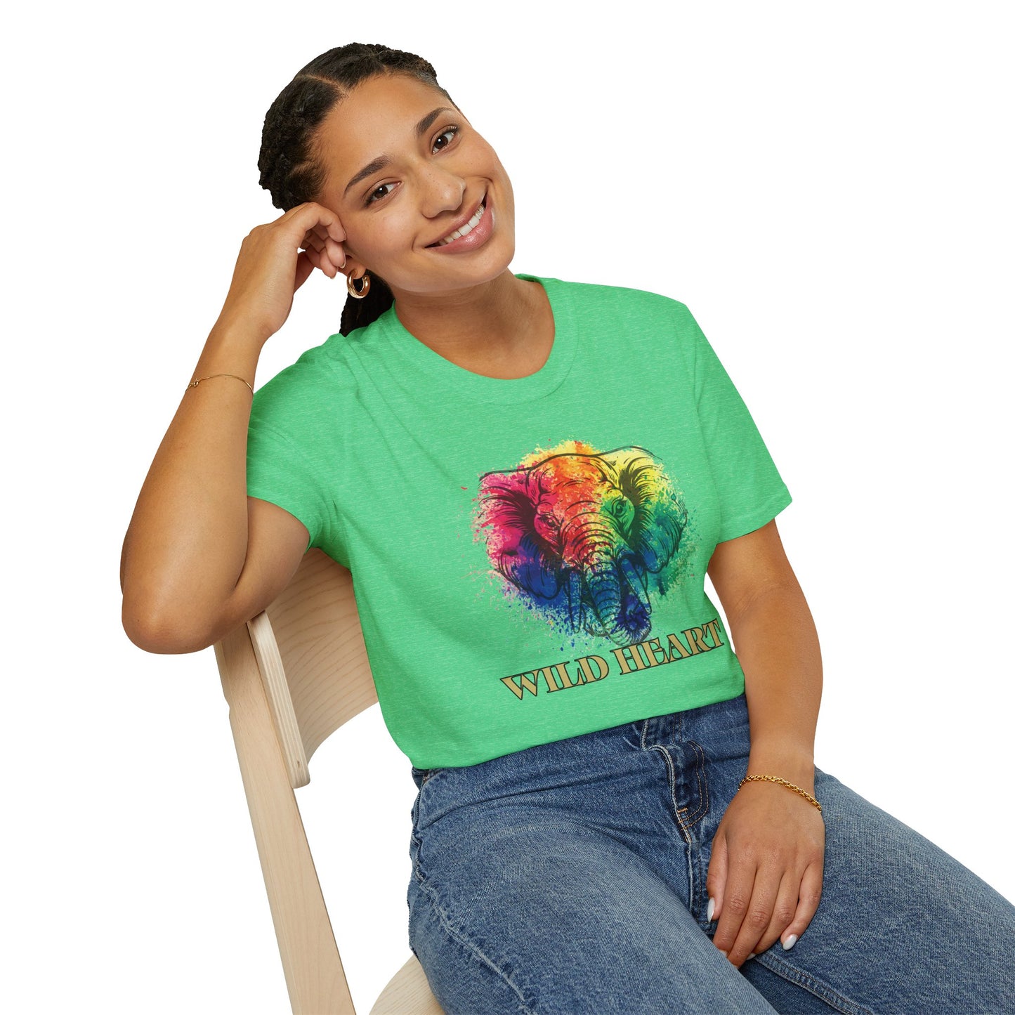 Wild Heart Collection - Elephant Color Splash Unisex Softstyle Graphic T-Shirt