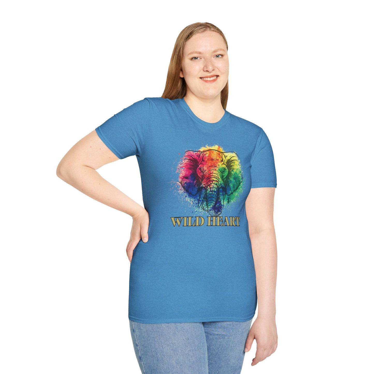 Wild Heart Collection - Elephant Color Splash Unisex Softstyle Graphic T-Shirt