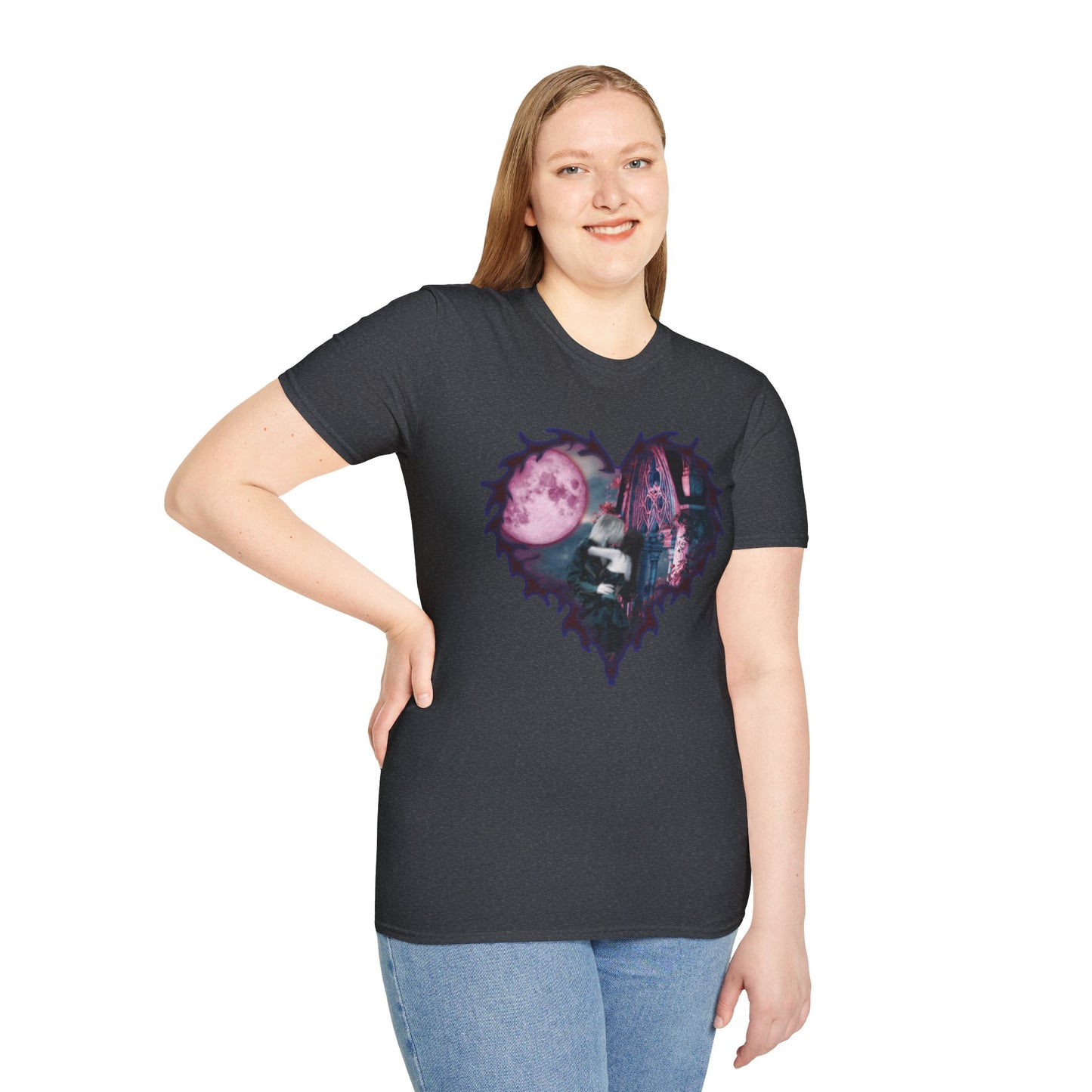 Gothic Couple Under the Moon - Unisex Softstyle T-Shirt