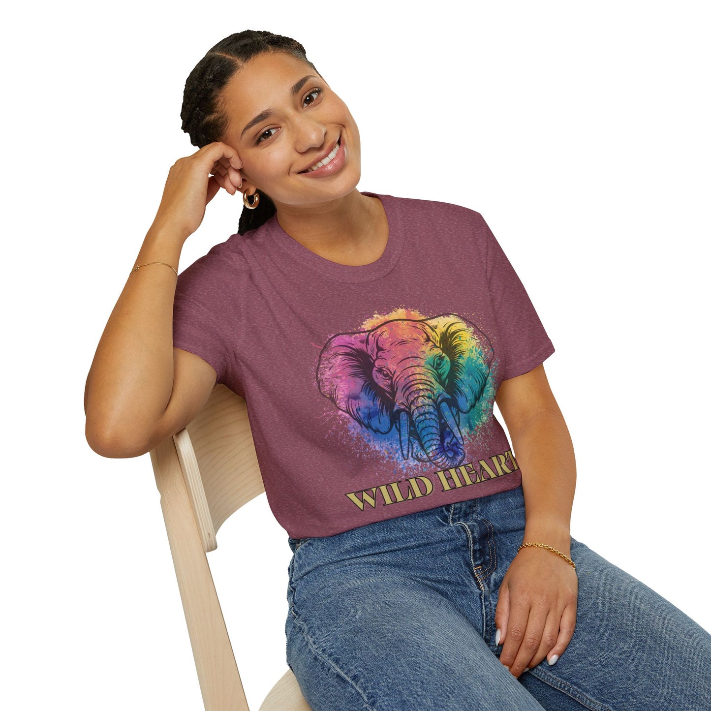 Wild Heart Collection - Elephant Color Splash Unisex Softstyle Graphic T-Shirt