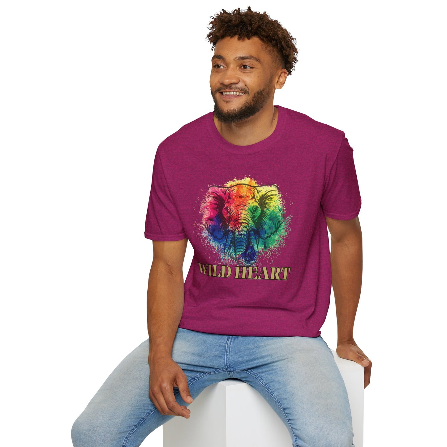 Wild Heart Collection - Elephant Color Splash Unisex Softstyle Graphic T-Shirt