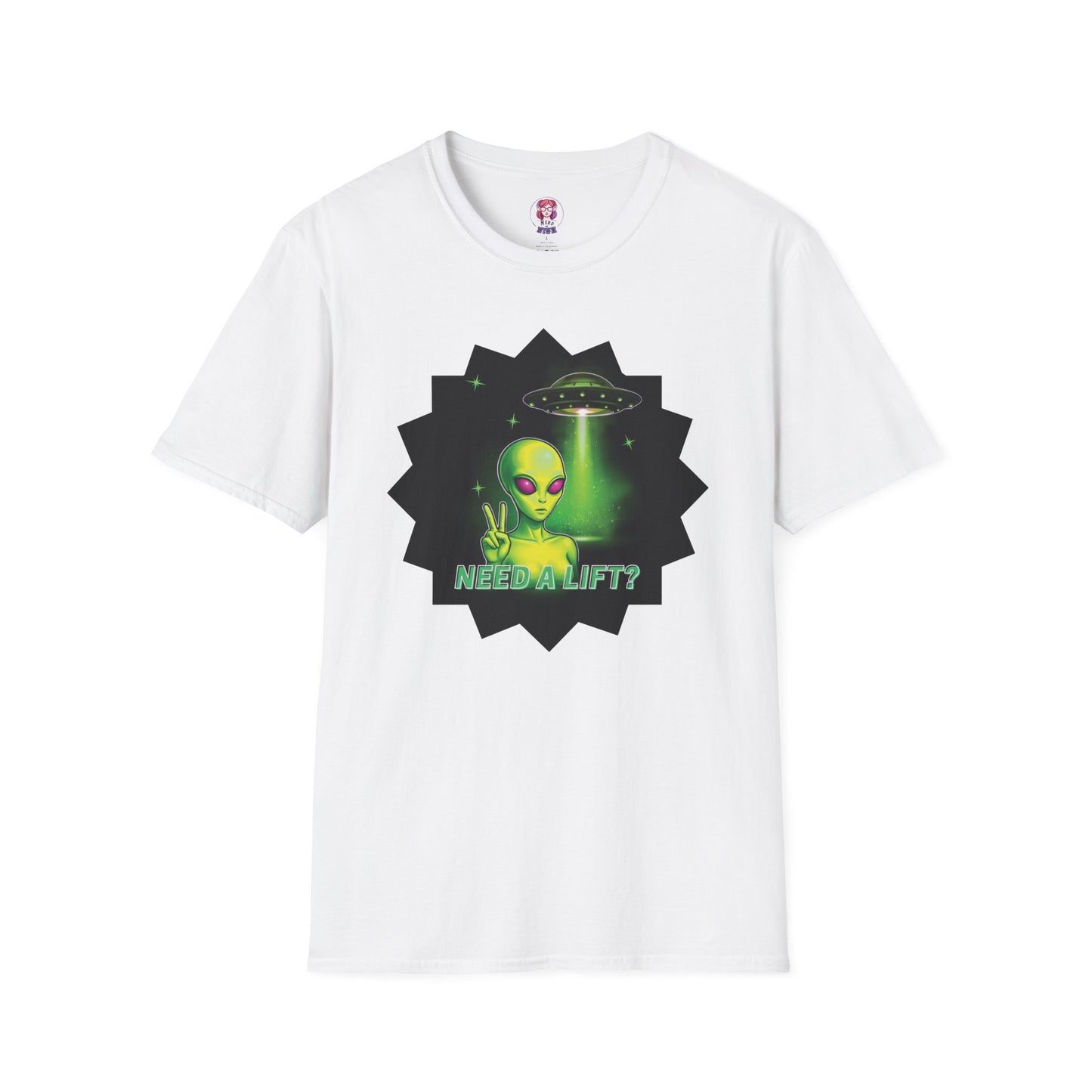 Cool Alien Peace Sign - Need a Lift - Unisex Softstyle T-Shirt