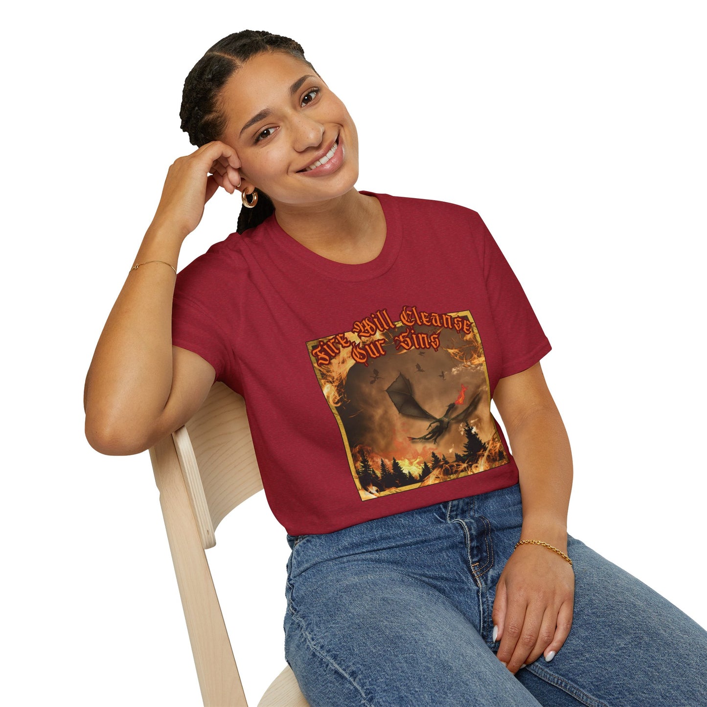 Dragon Attacking - Fire Will Cleanse Our Sins - Unisex Softstyle T-Shirt