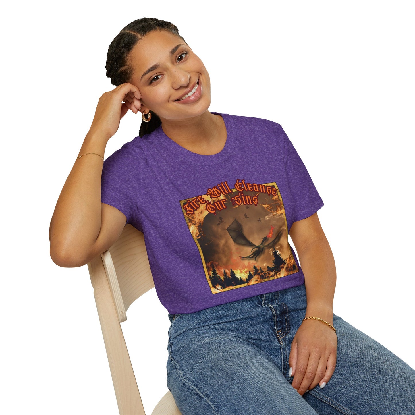 Dragon Attacking - Fire Will Cleanse Our Sins - Unisex Softstyle T-Shirt