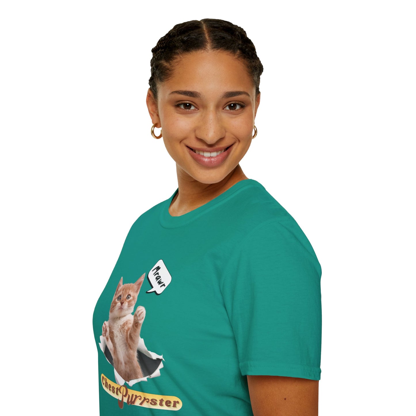 Cute Kitten ChestPurrster Pun - Unisex Softstyle T-Shirt