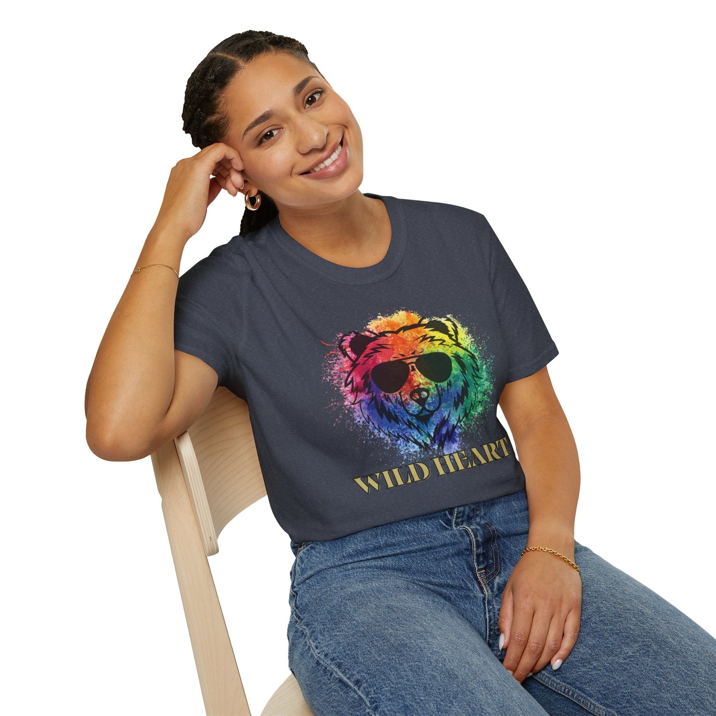 Wild Heart Collection - Bear Color Splash Unisex Softstyle Graphic T-Shirt
