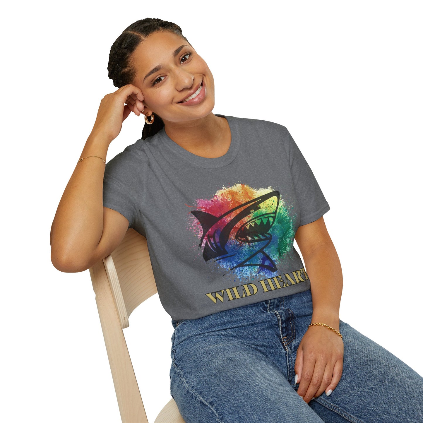 Wild Heart Collection - Shark Color Splash Unisex Softstyle Graphic T-Shirt