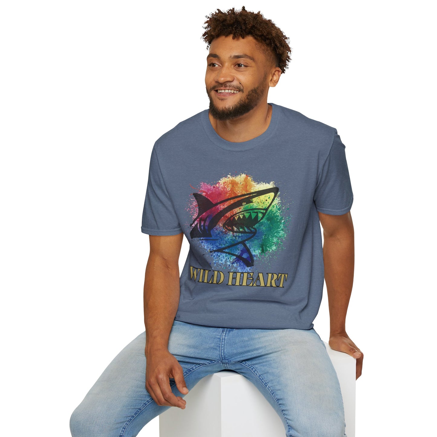 Wild Heart Collection - Shark Color Splash Unisex Softstyle Graphic T-Shirt