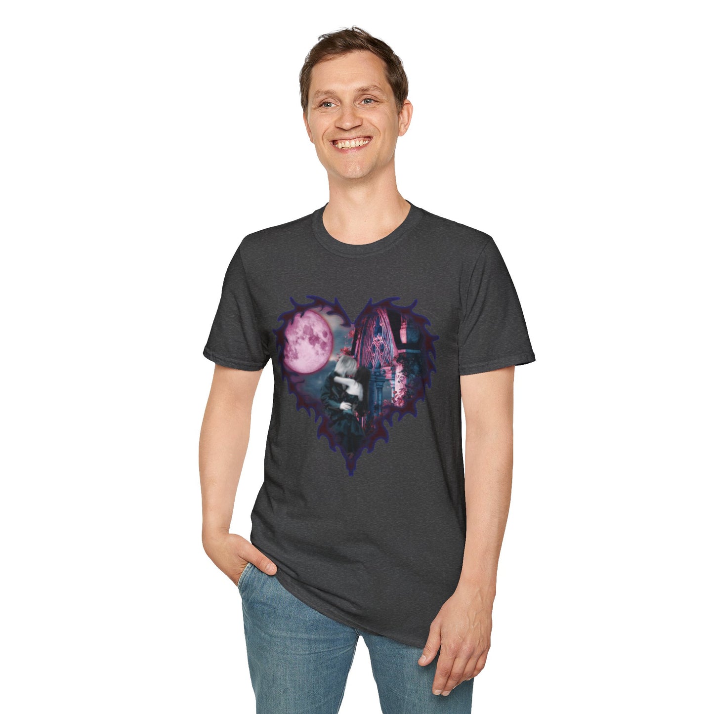 Gothic Couple Under the Moon - Unisex Softstyle T-Shirt