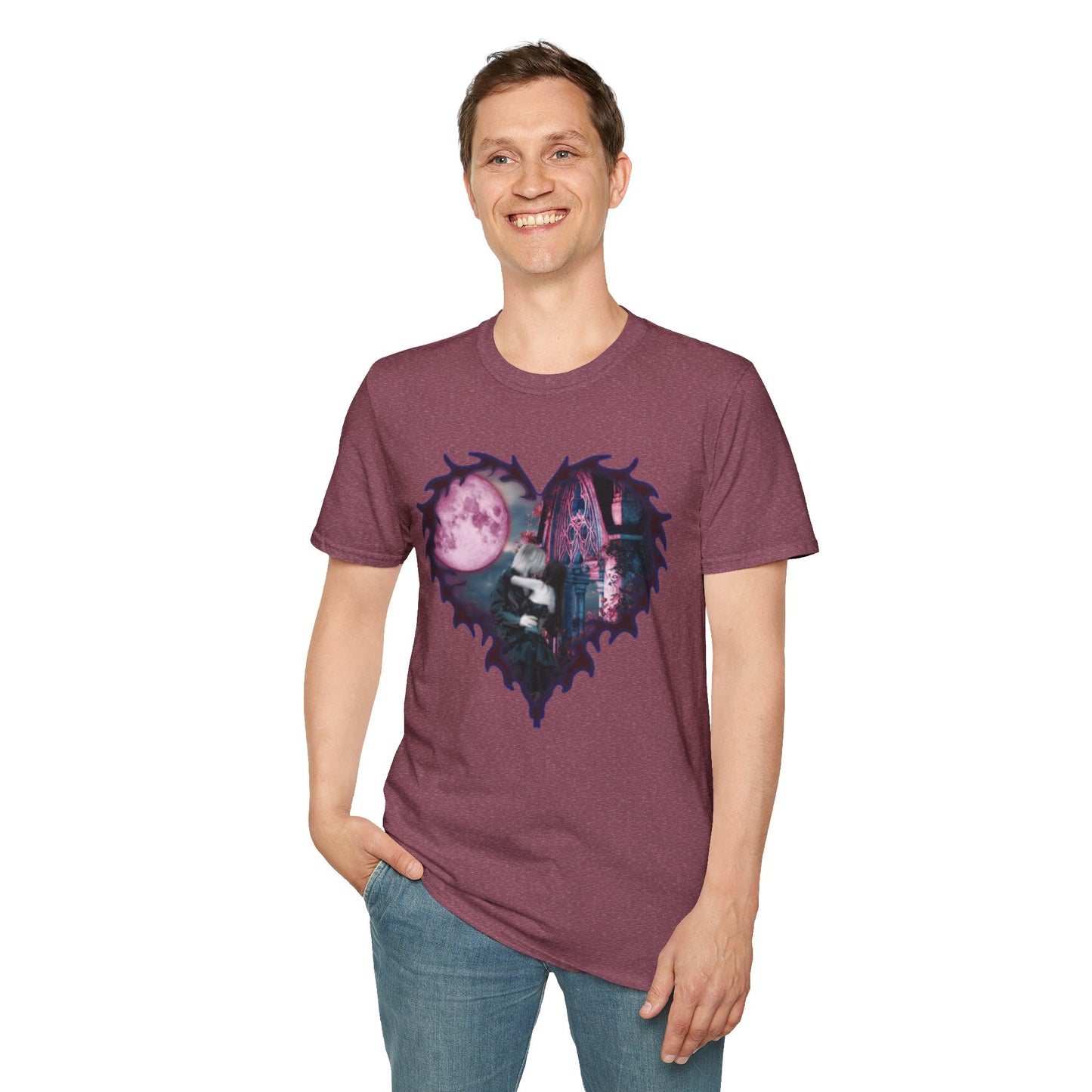 Gothic Couple Under the Moon - Unisex Softstyle T-Shirt