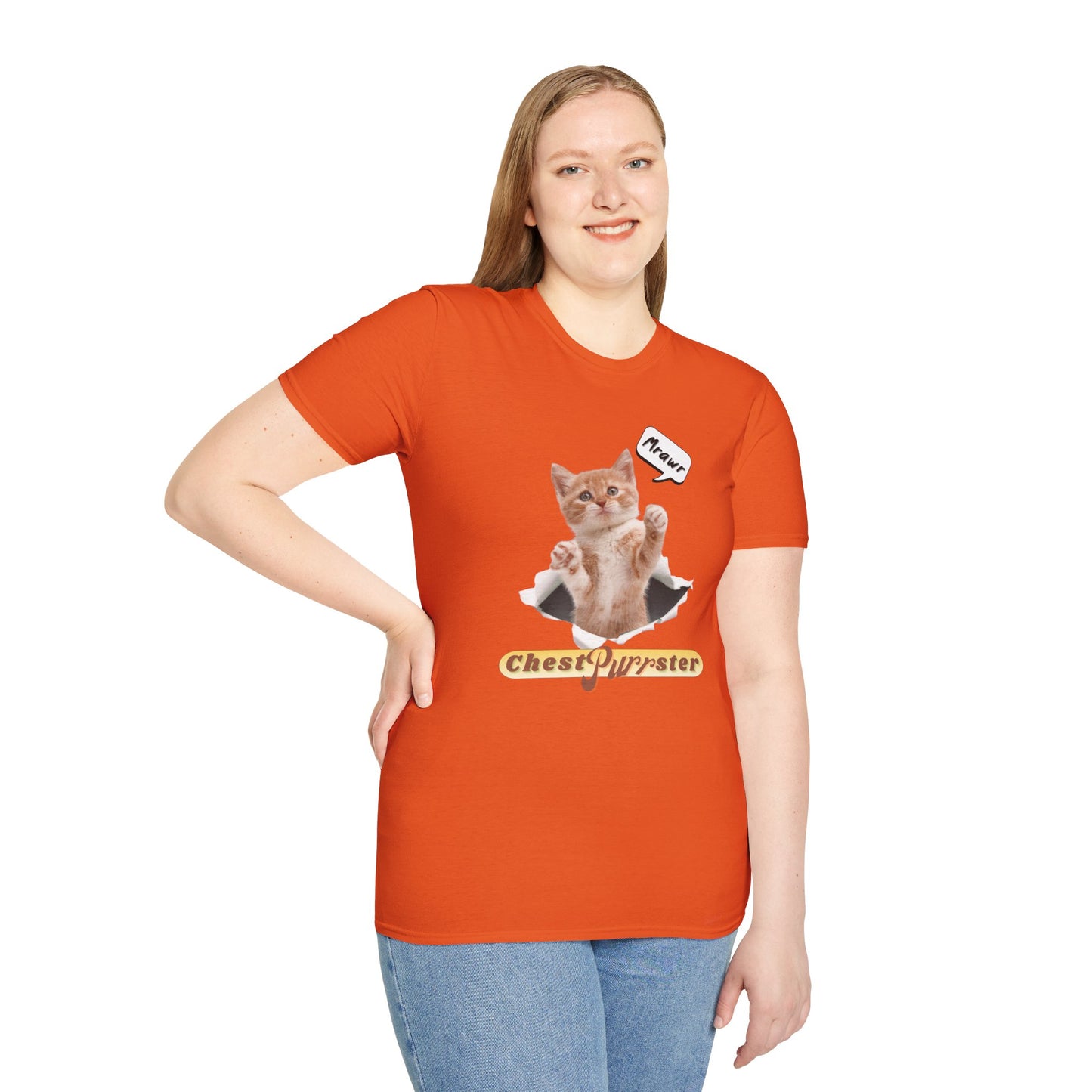 Cute Kitten ChestPurrster Pun - Unisex Softstyle T-Shirt